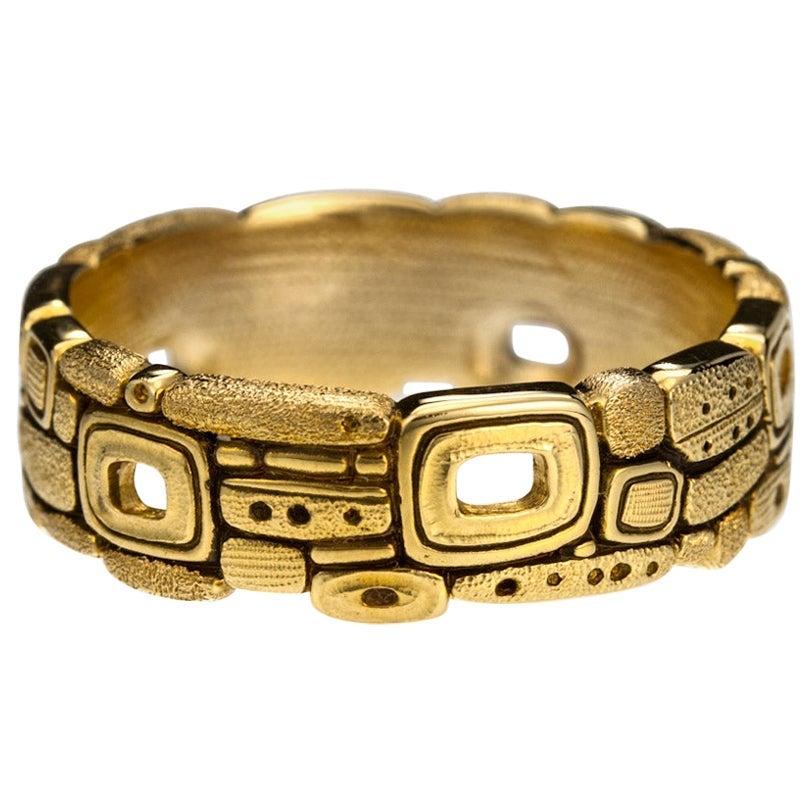 For Sale:  Alex Sepkus "Stone Barn" Band Ring in 18 Karat Yellow Gold