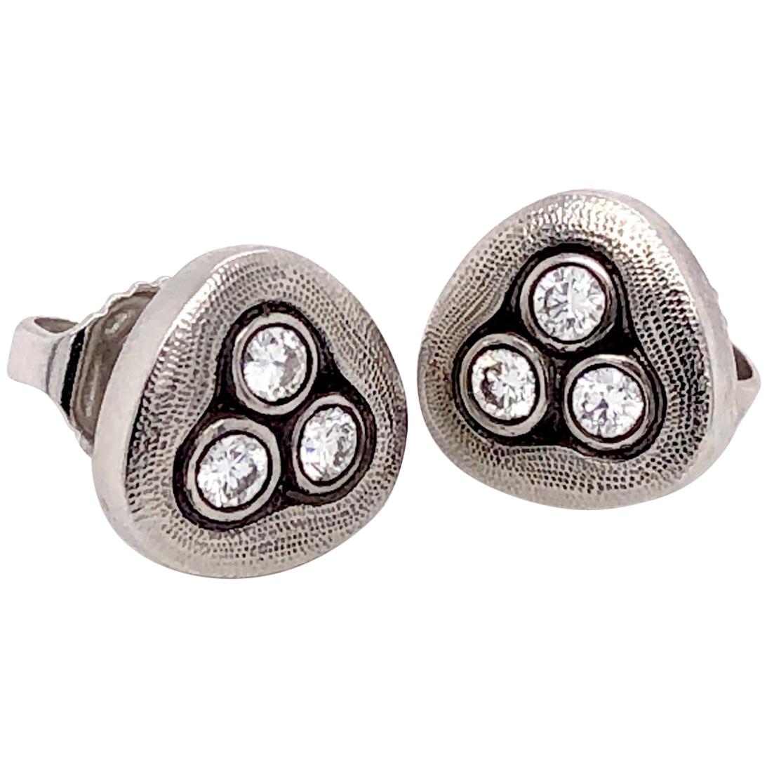 Alex Sepkus "Swirling Water" Stud Earrings with Diamonds in Platinum For Sale