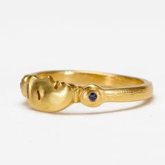 Alex Sepkus "The Big Sleep" Dome Ring with Blue Sapphire in 18 Karat Yellow Gold