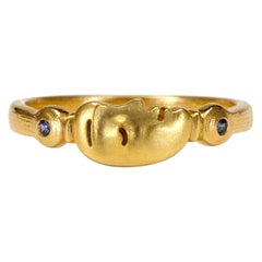 Used Alex Sepkus "The Big Sleep" Dome Ring with Blue Sapphire in 18 Karat Yellow Gold
