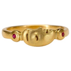 Alex Sepkus "The Big Sleep" Dome Ring with Ruby in 18 Karat Yellow Gold