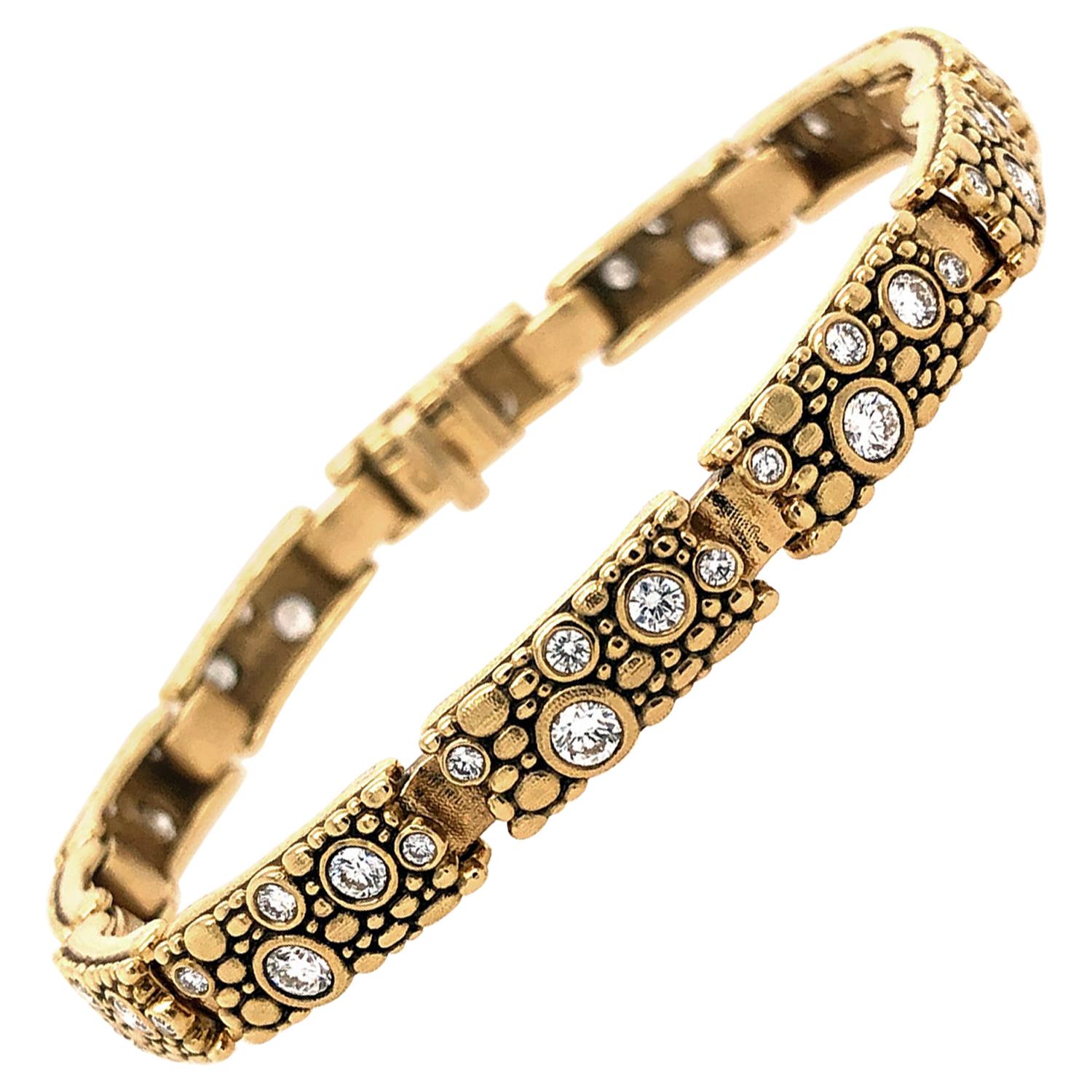 Alex Sepkus "Tiny" Link Bracelet with Brilliant White Diamonds in Gold For Sale