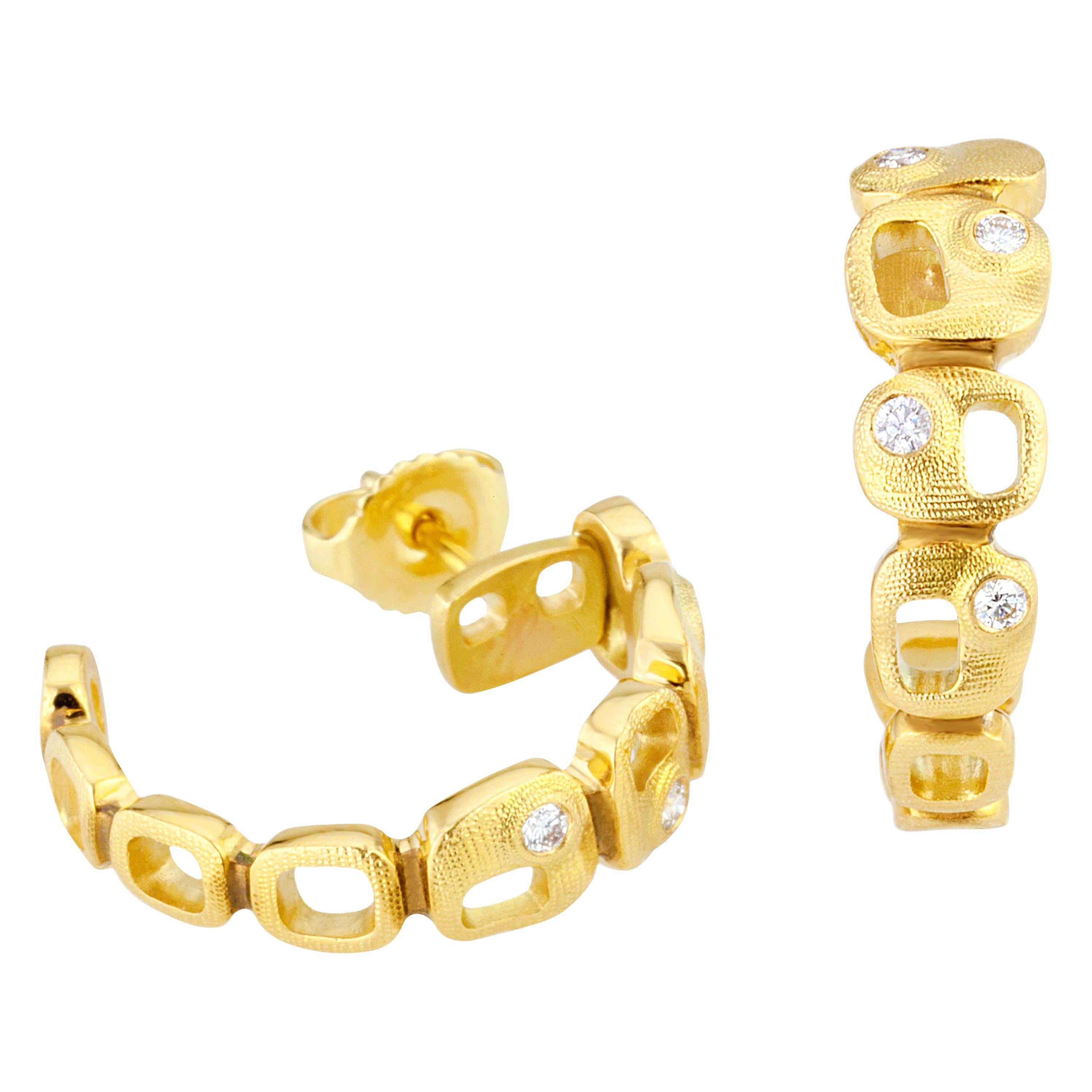 Alex Sepkus TOTEM Yellow Gold and Diamond Earrings