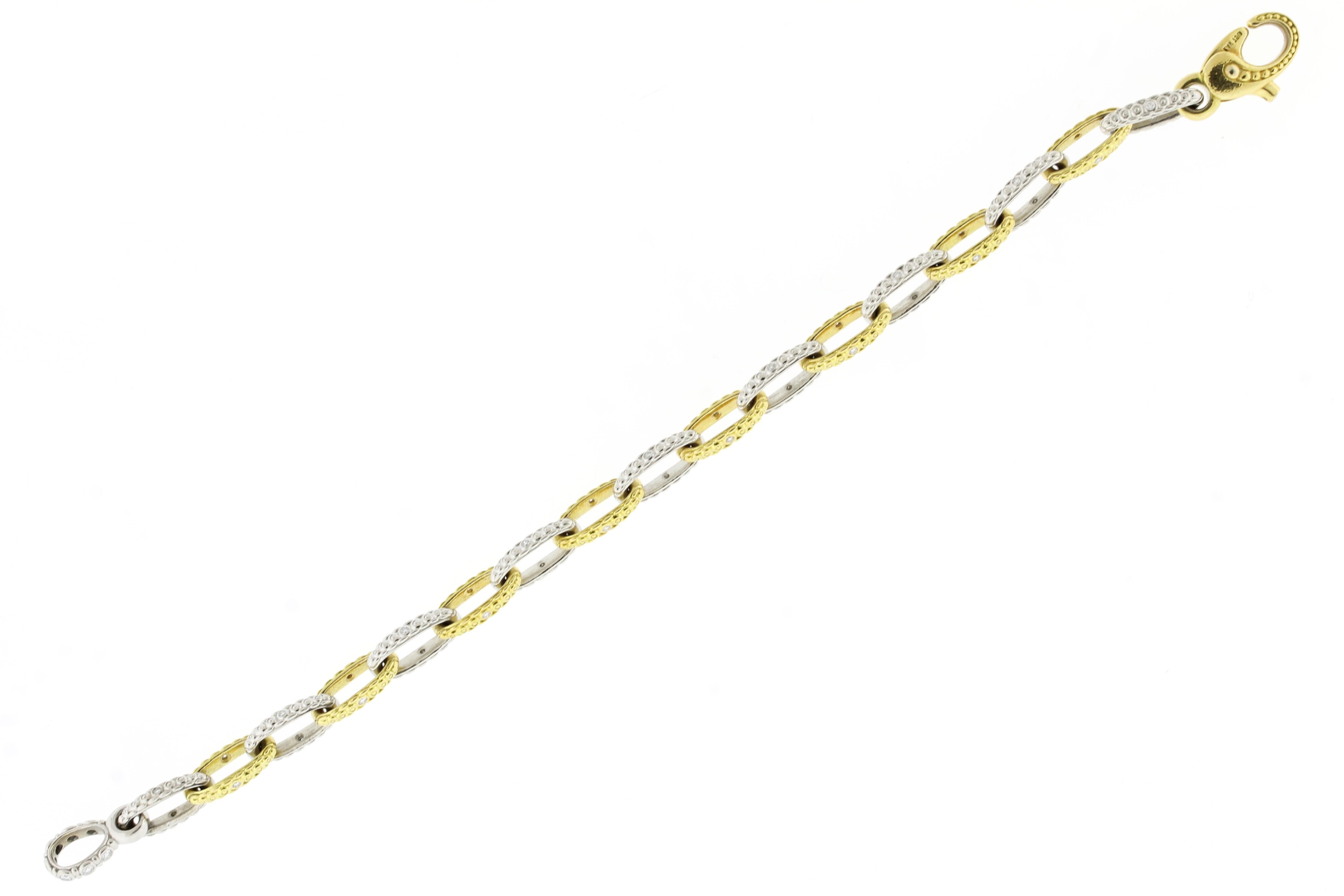 Brilliant Cut Alex Sepkus “Victorian” Platinum and Gold Chain Bracelet with Diamonds