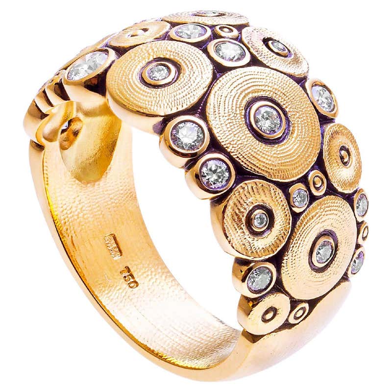 Sepke Rings Customizable Alex Sepkus Dome Ring with Pink and Orange Sapphires in 18 ...