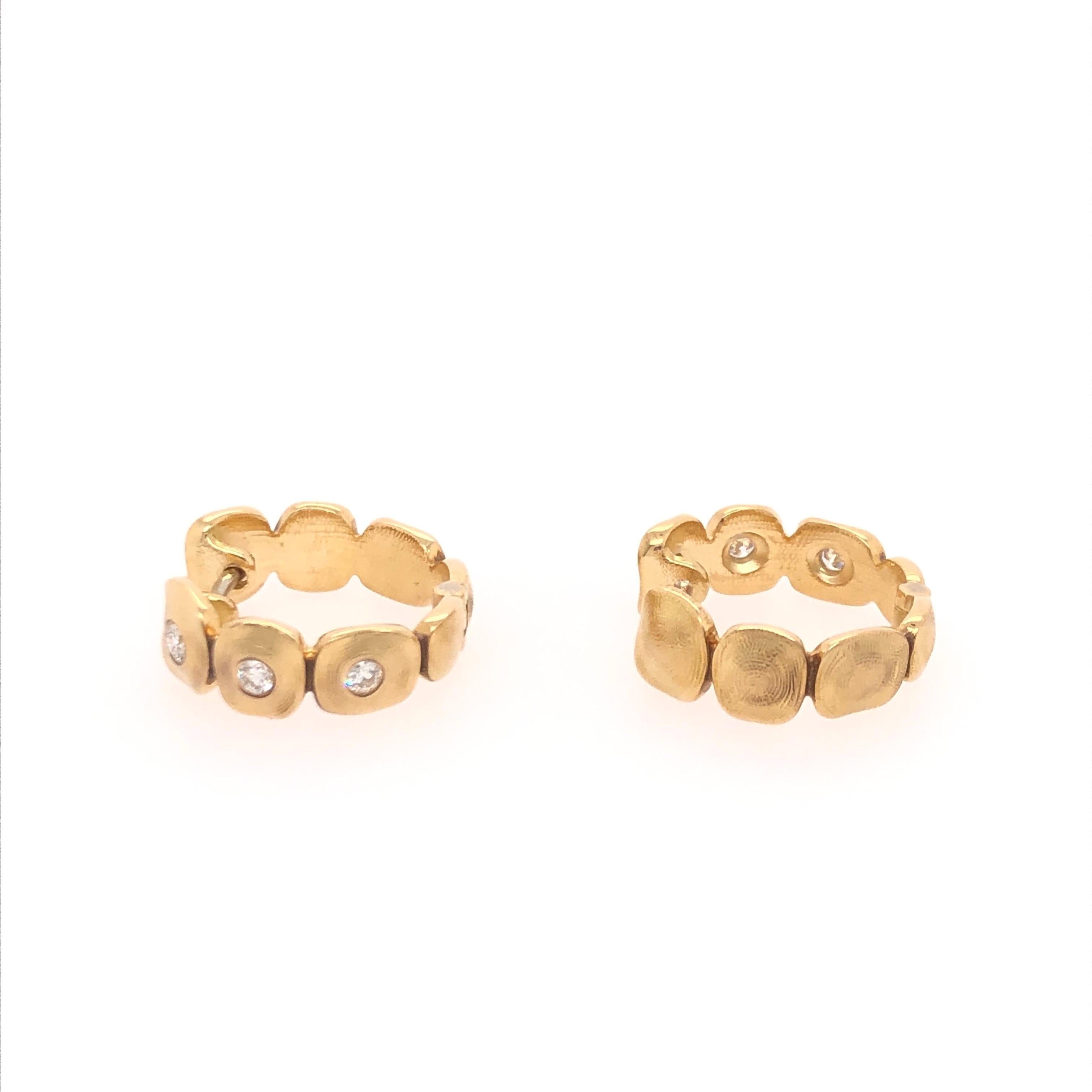 Modern Alex Sepkus Yellow Gold and Diamond Reversible Huggie Earrings