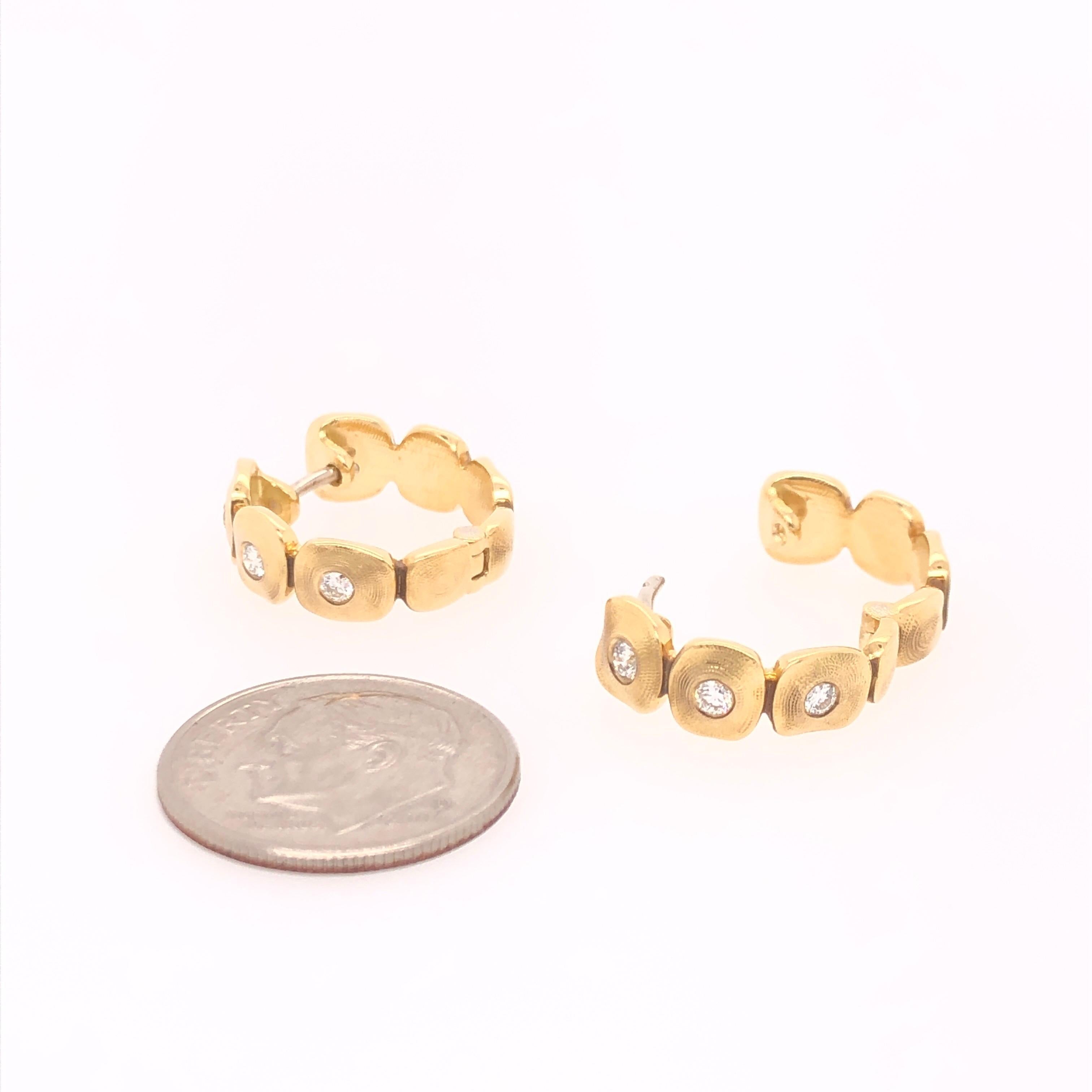 Round Cut Alex Sepkus Yellow Gold and Diamond Reversible Huggie Earrings