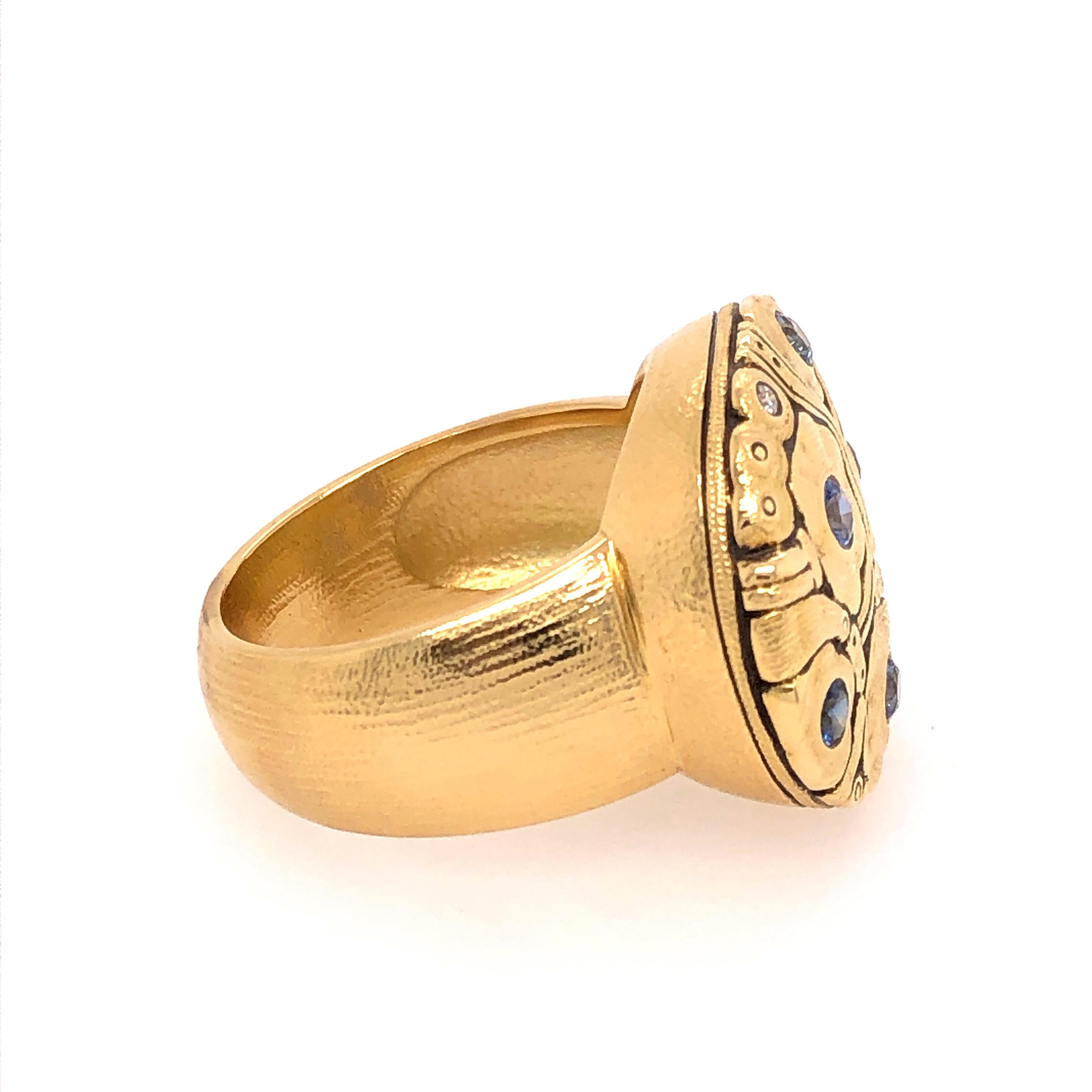 Modern Alex Sepkus Yellow Gold Sapphire and Diamond Flora Ring