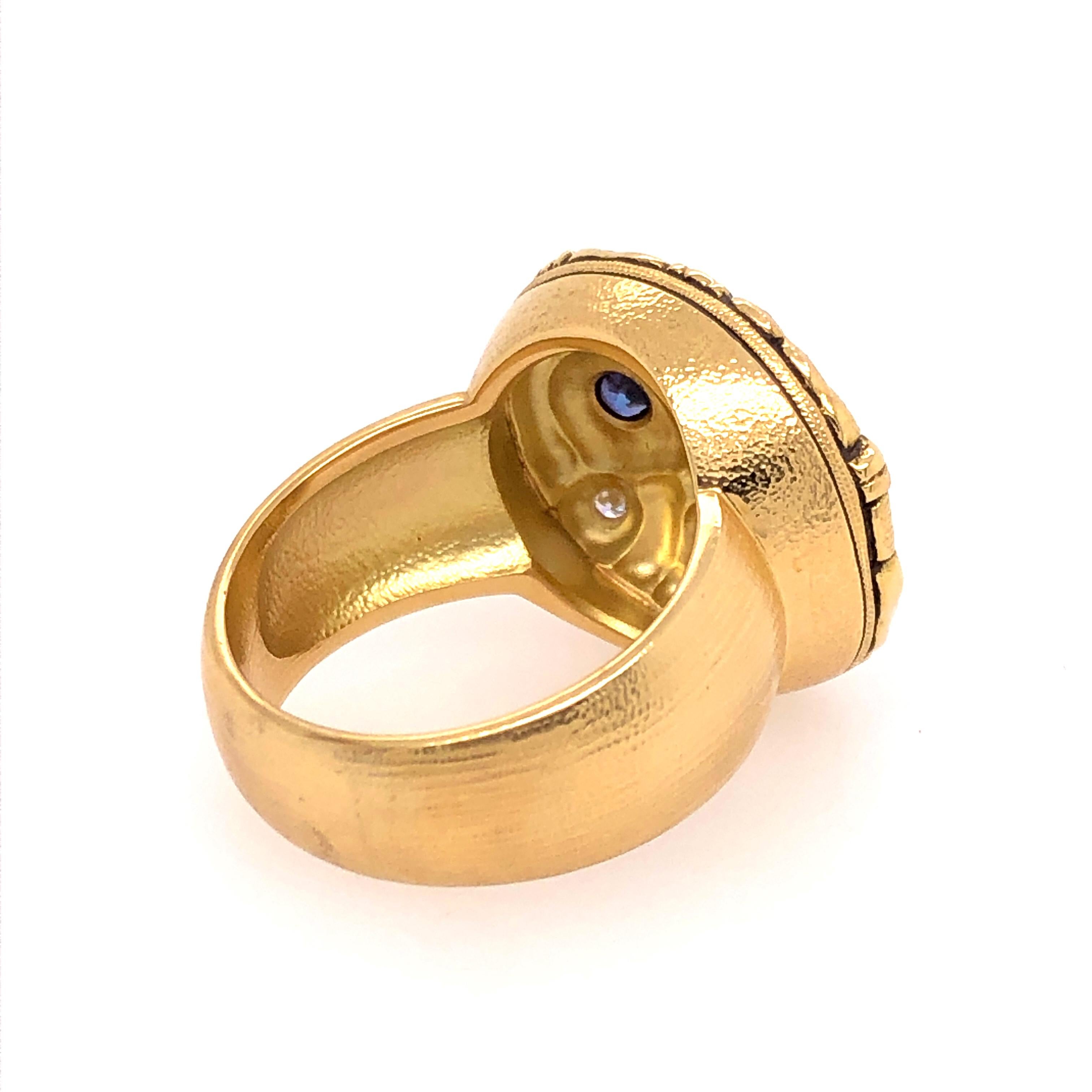 Round Cut Alex Sepkus Yellow Gold Sapphire and Diamond Flora Ring