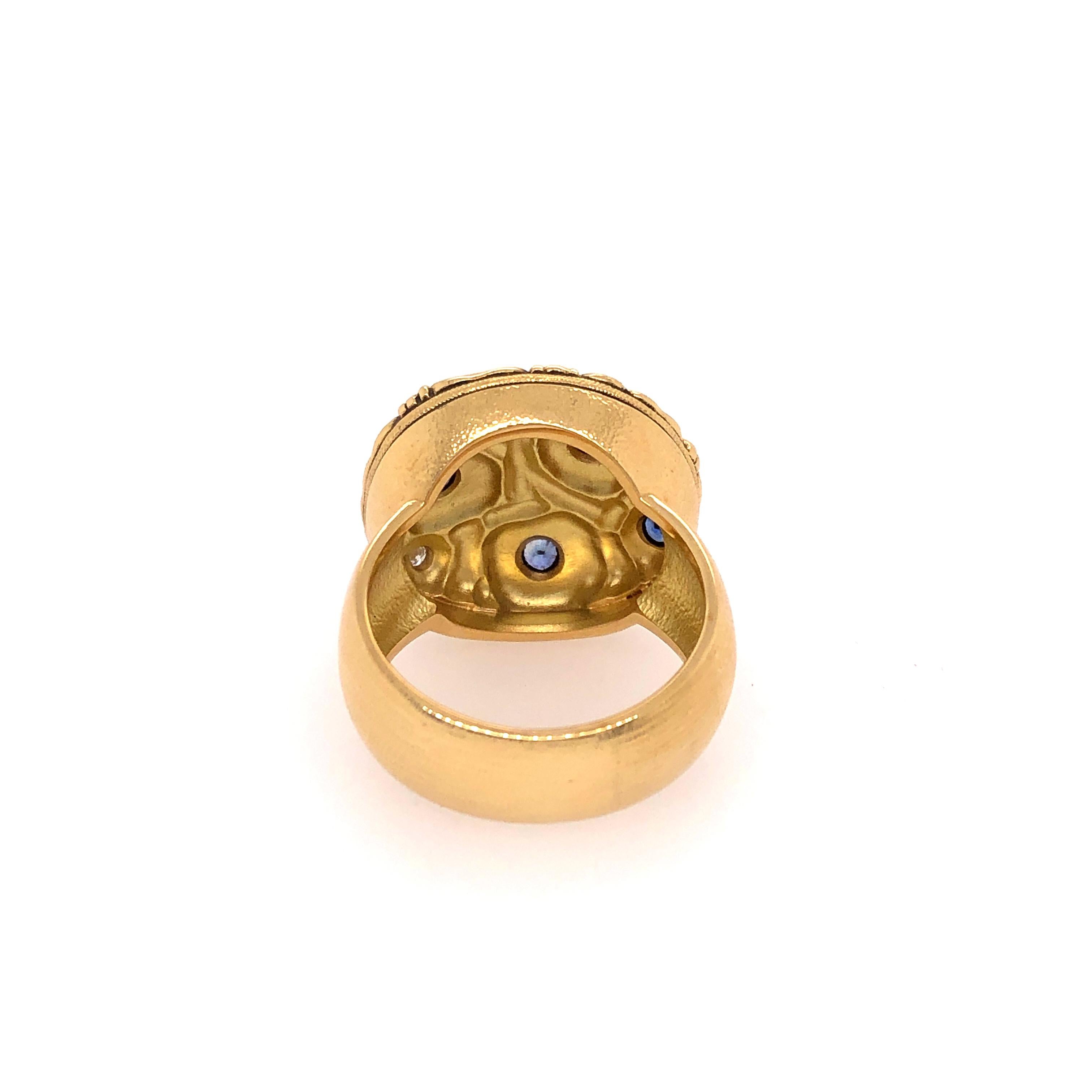 Alex Sepkus Yellow Gold Sapphire and Diamond Flora Ring In New Condition In Dallas, TX