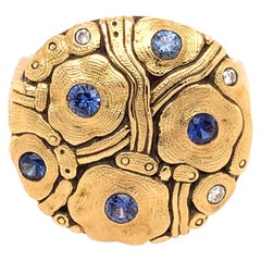 Alex Sepkus Yellow Gold Sapphire and Diamond Flora Ring