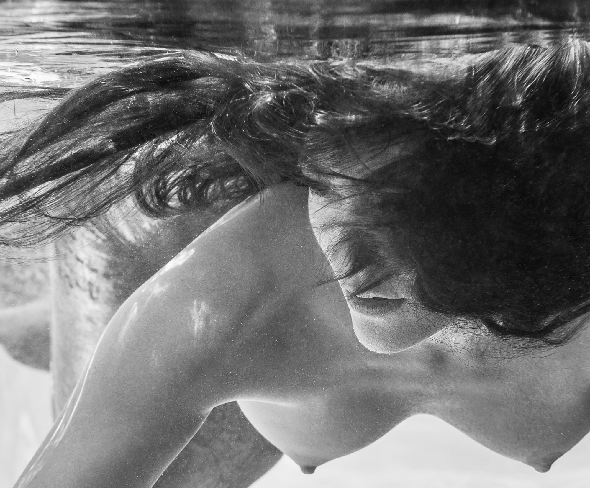 Alex Sher Black and White Photograph - Apriel - underwater nude photograph - print on aluminum 30" x 36"