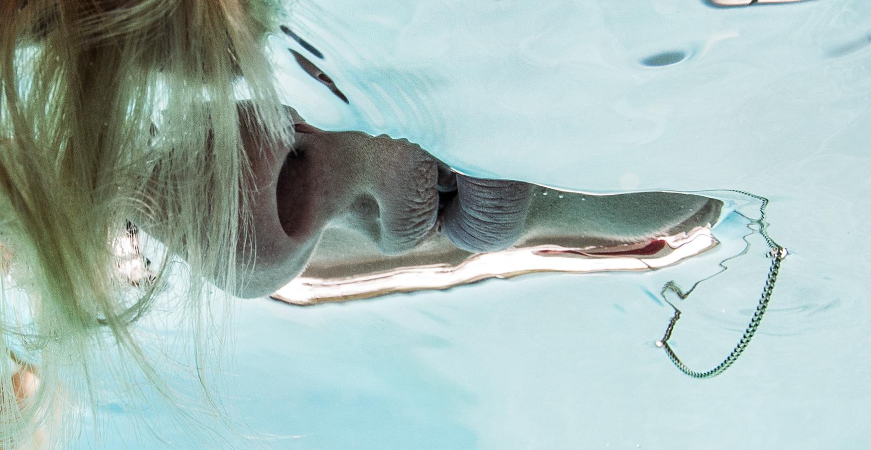 Bent Sound - portrait sous-marin de Njomza Vitia - impression pigmentaire d'archive 44x64 po. - Photograph de Alex Sher