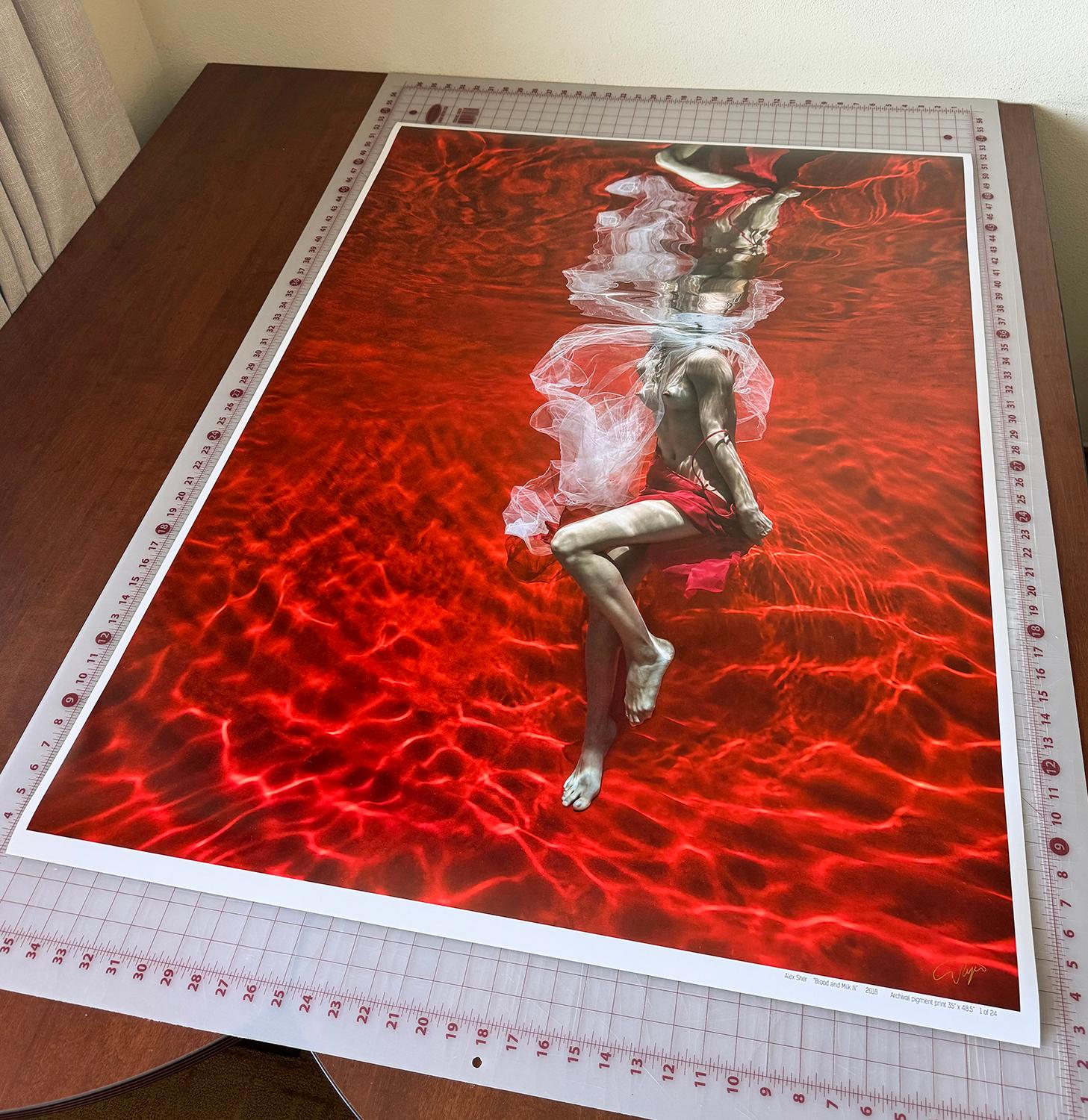 Blood and Milk III - underwater nude photograph - print on paper 48 x 35