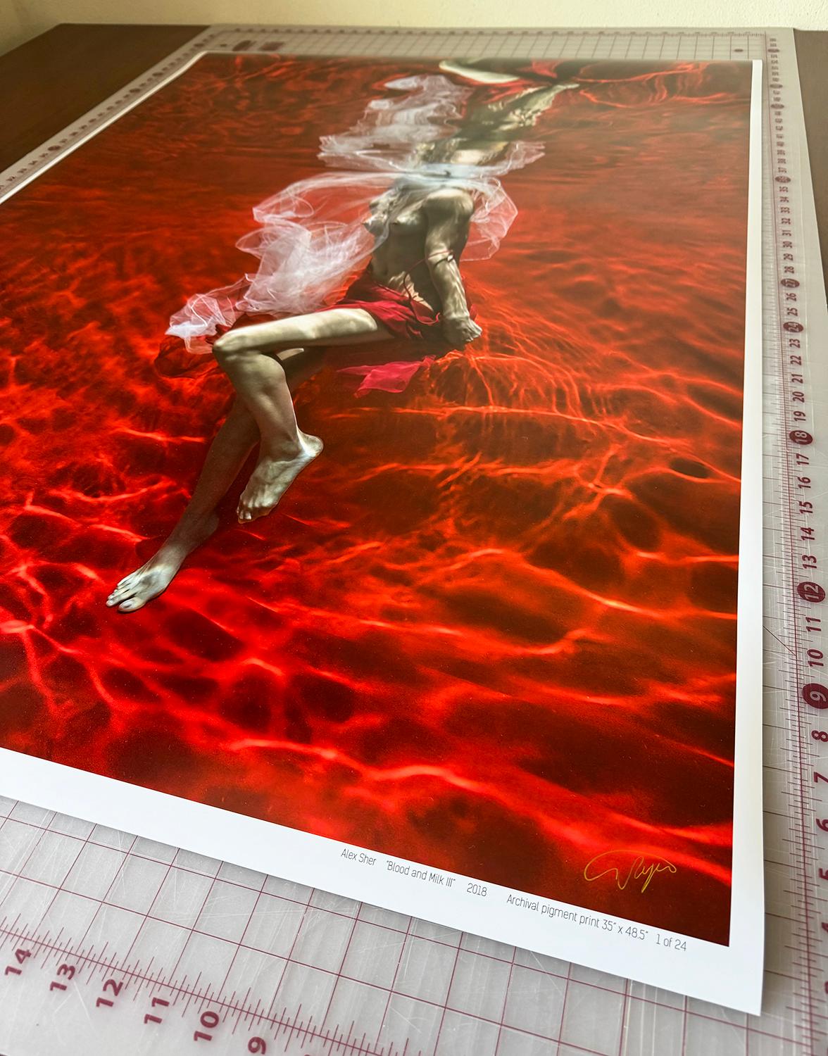 Blood and Milk III - underwater nude photograph - print on paper 48 x 35