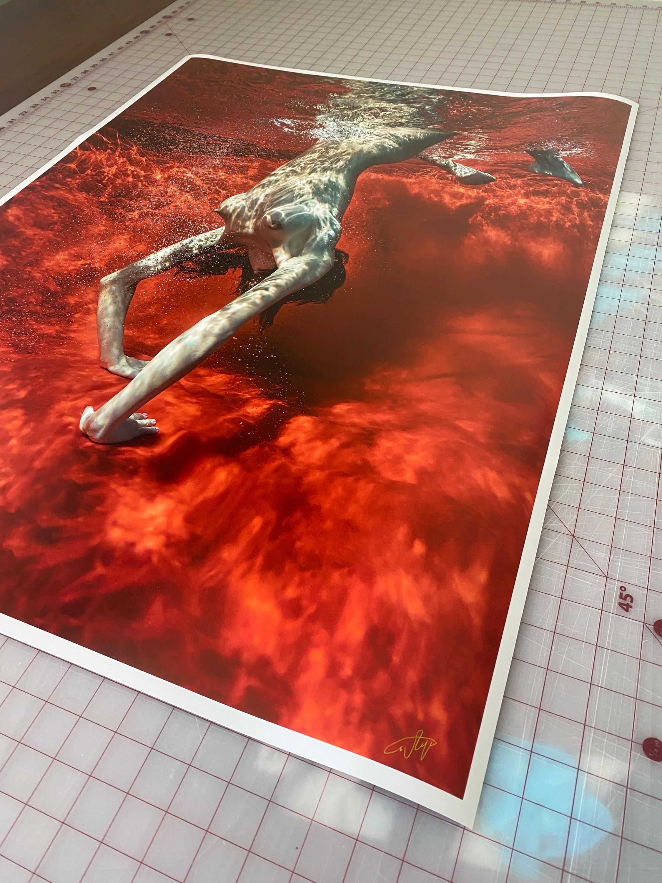 Blood and Milk VIII - underwater nude photograph - archival pigment 35x26