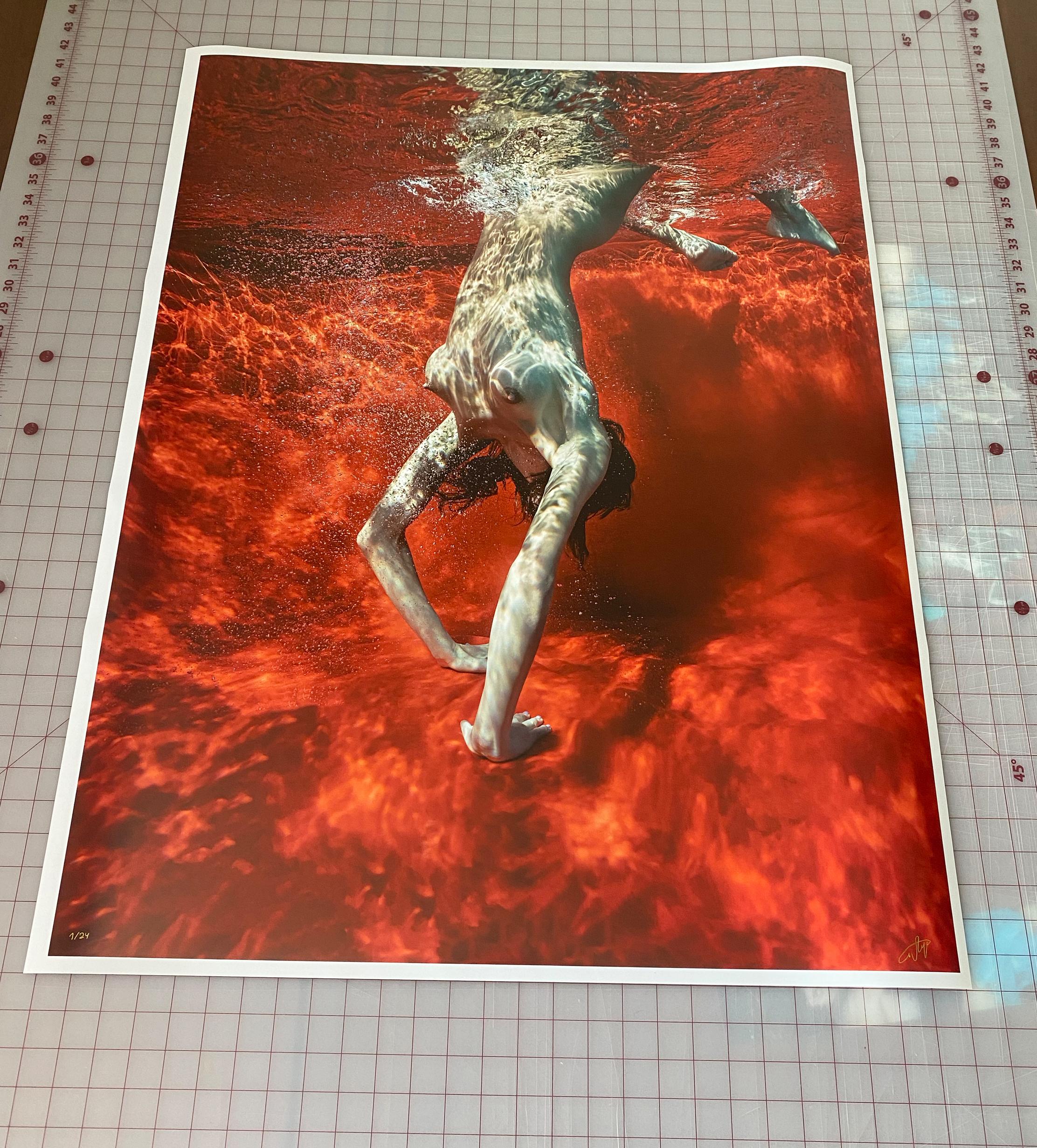 Blut und Milch VIII – Unterwasser-Nacktfotografie – Archivpigmentdruck 46x35“ – Photograph von Alex Sher