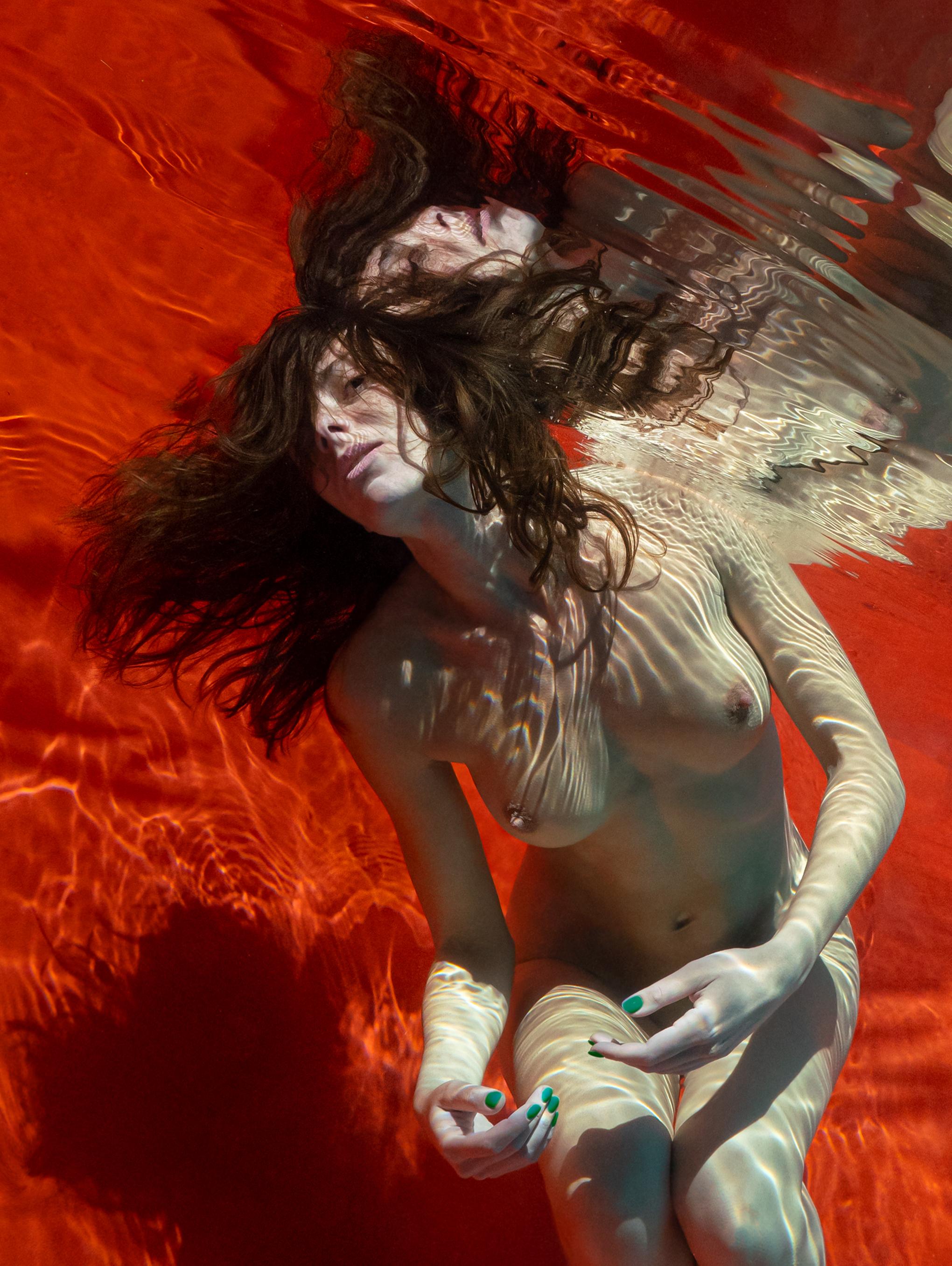 Alex Sher Figurative Photograph - Green Nails - underwater nude photograph - archival pigment print