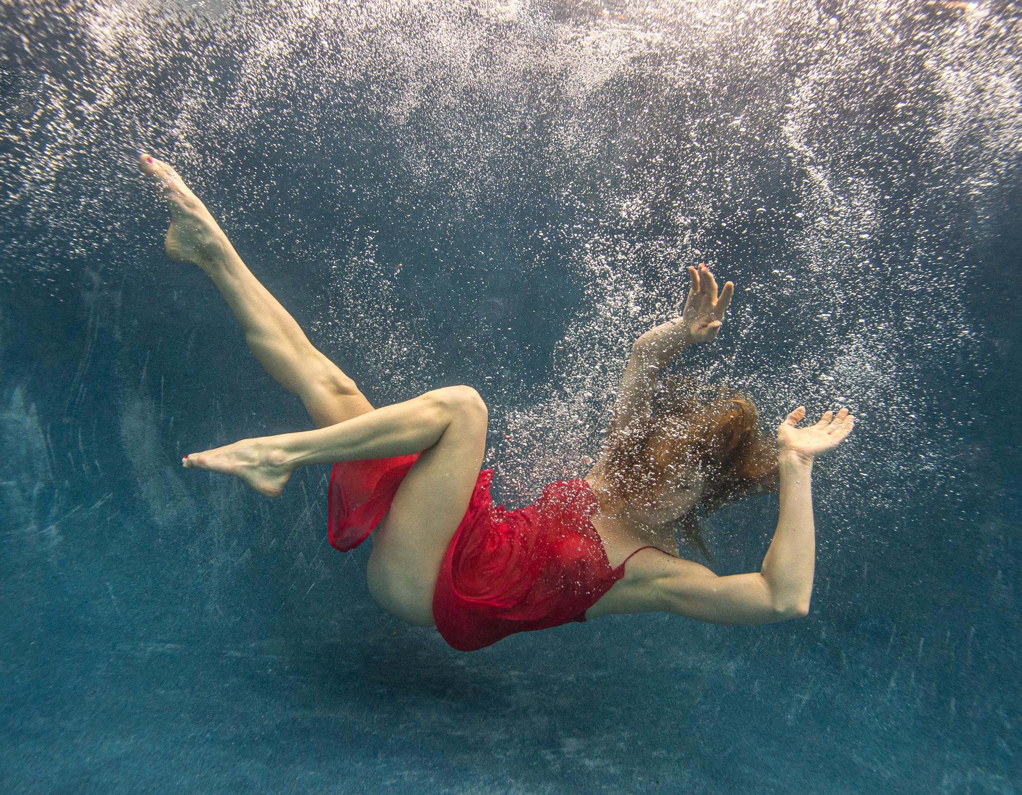 Alex Sher Color Photograph - Blue Fall - underwater photograph - archival pigment print 18x24"