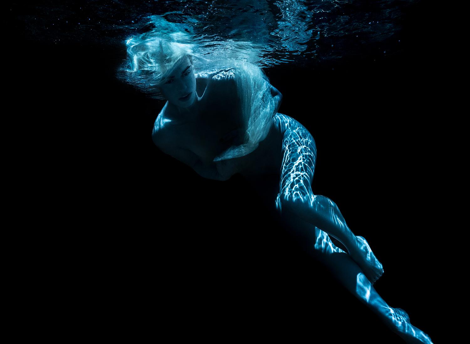 Blue Marilyn - underwater nude photograph - archival pigment print - Photograph by Alex Sher