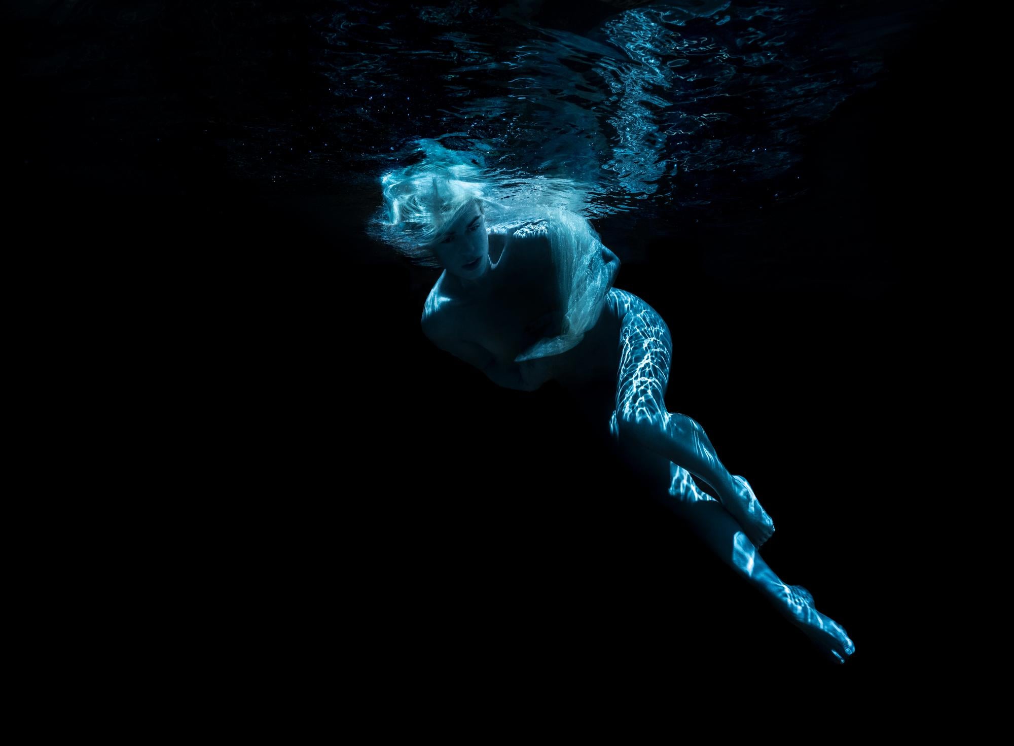 Alex Sher Color Photograph - Blue Marilyn - underwater nude photograph - archival pigment print