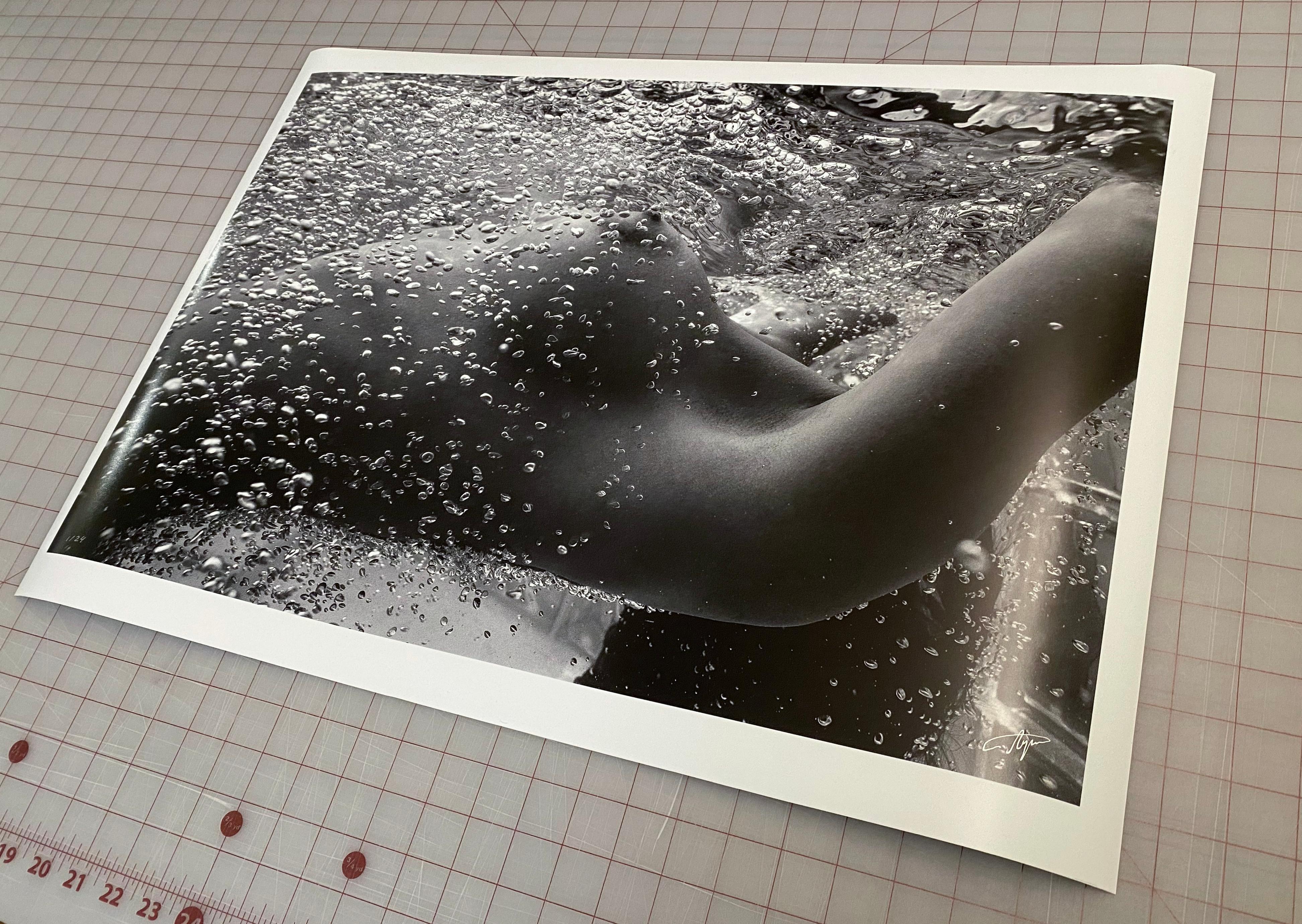 Bubbles - underwater black & white nude photograph - archival pigment 17x24