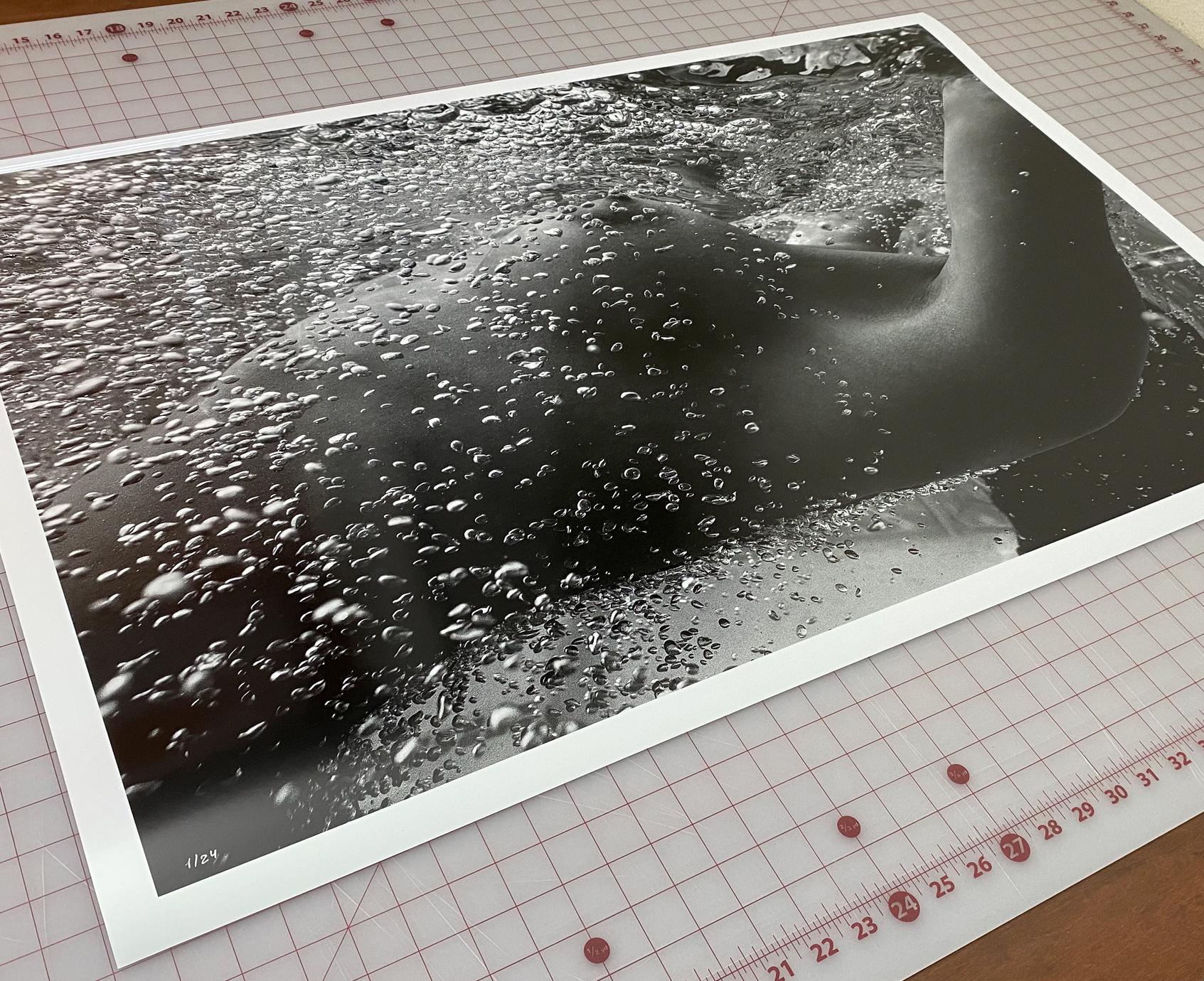 Bubbles - underwater nude b&w photograph - archival pigment print 23 x 35