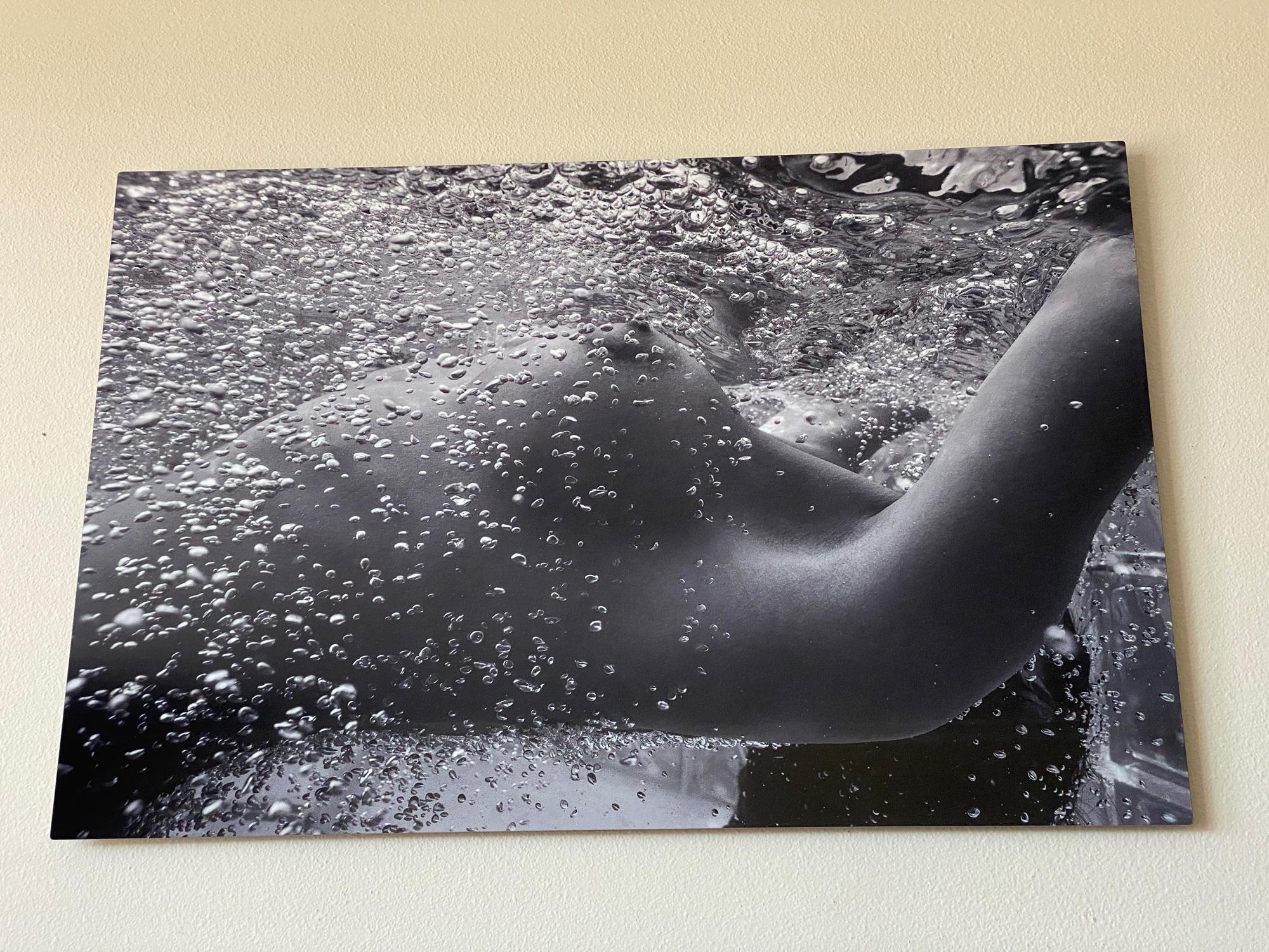 Bubbles - underwater black & white nude photograph - print on aluminum 24 x 36