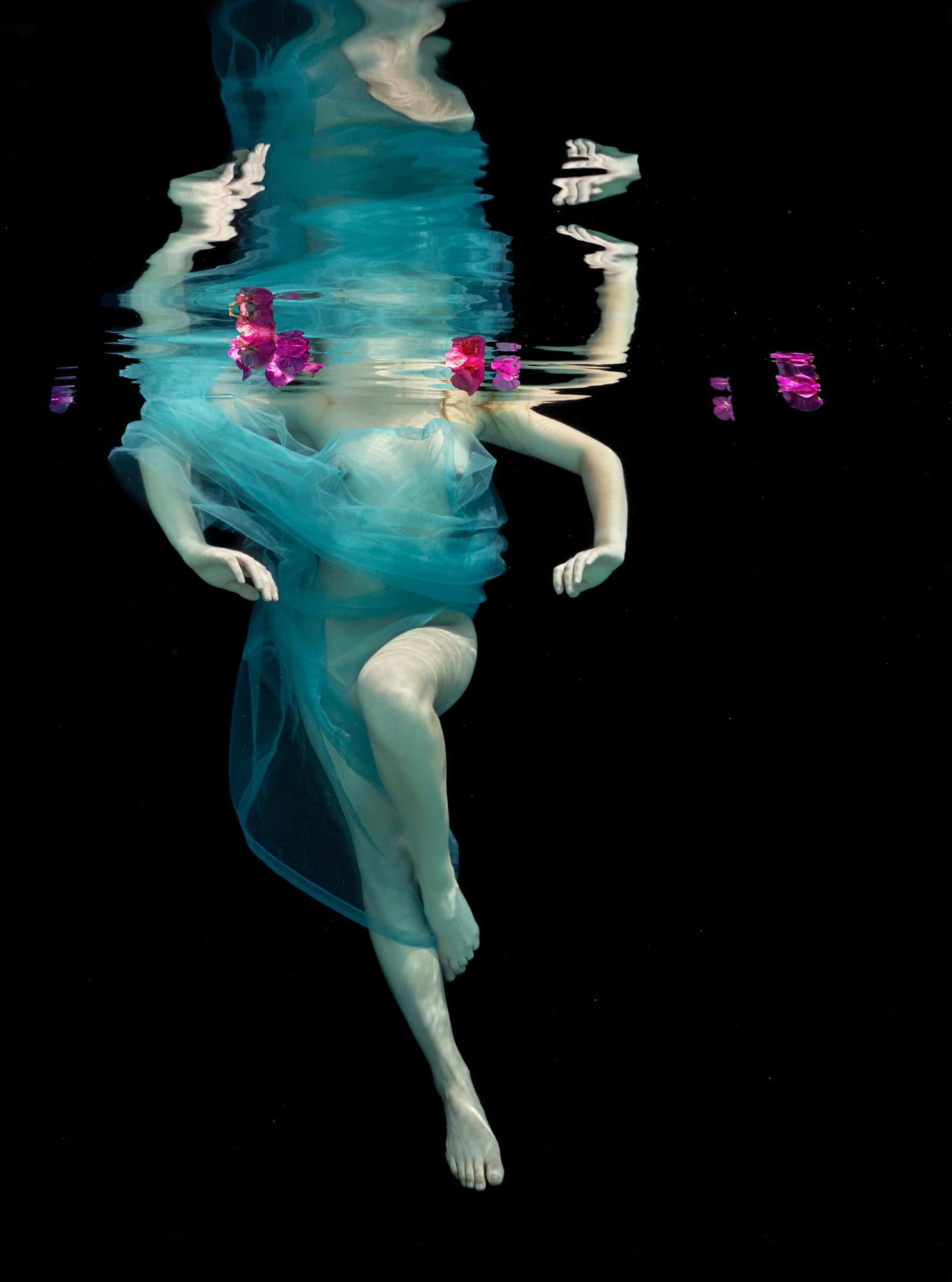 Alex Sher Figurative Photograph - Dancing Flowers   - underwater nude photograph - print on aluminum 48" x 36"