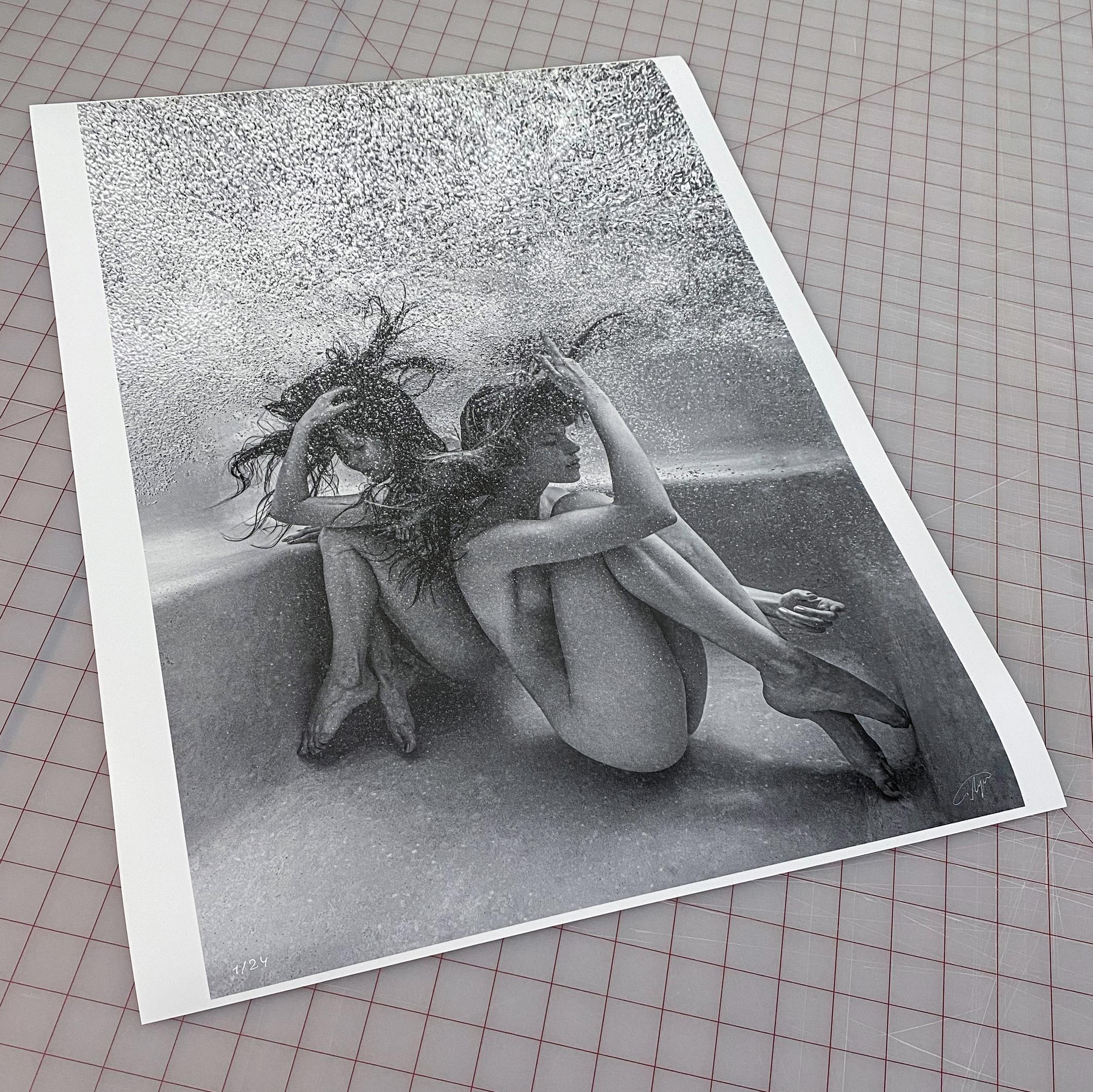 Friday Night - underwater black & white nude photograph - archival pigment 52x35 - Contemporary Photograph by Alex Sher