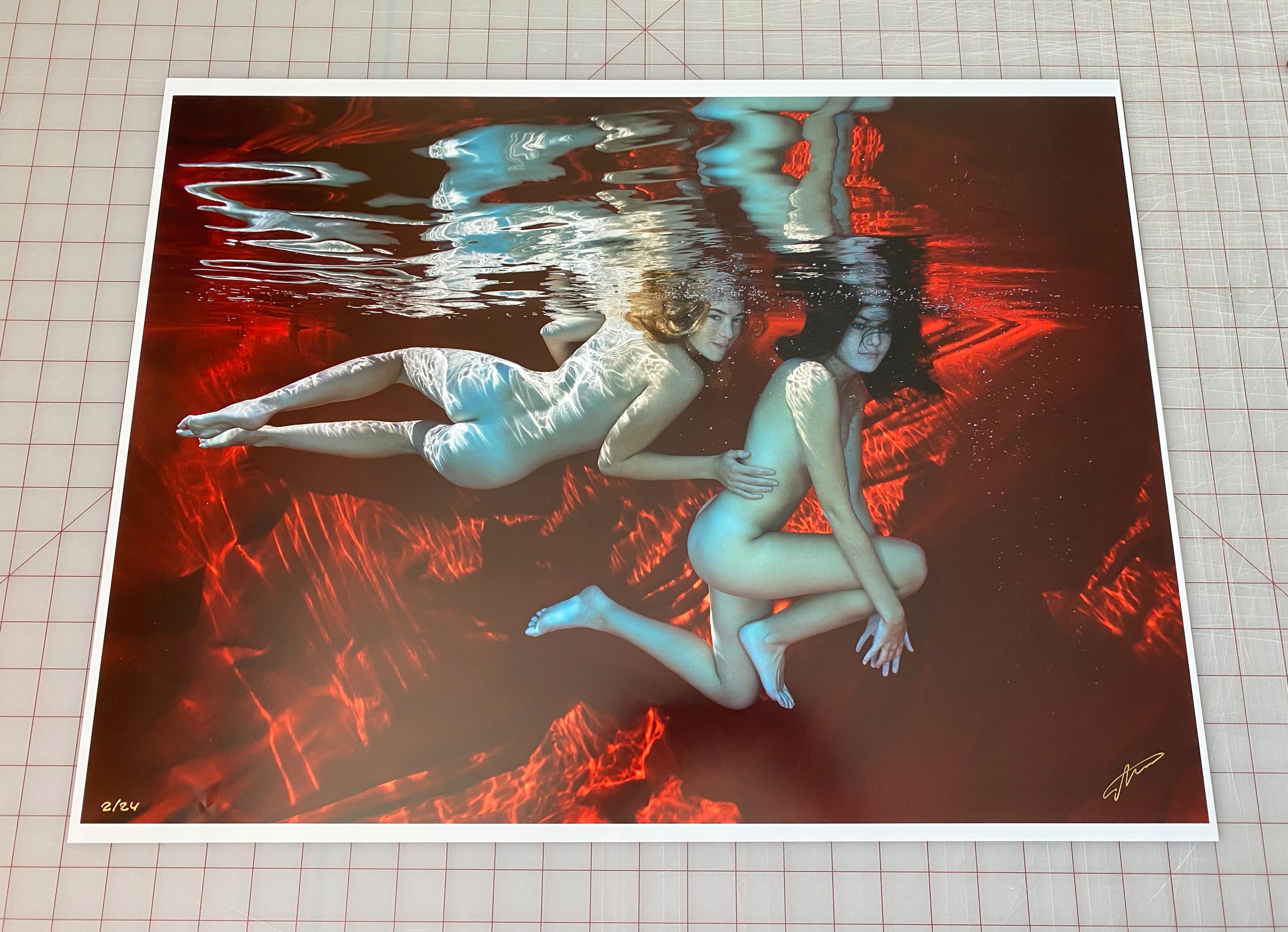 Golden Drops - underwater nude photograph - archival pigment print 18x24