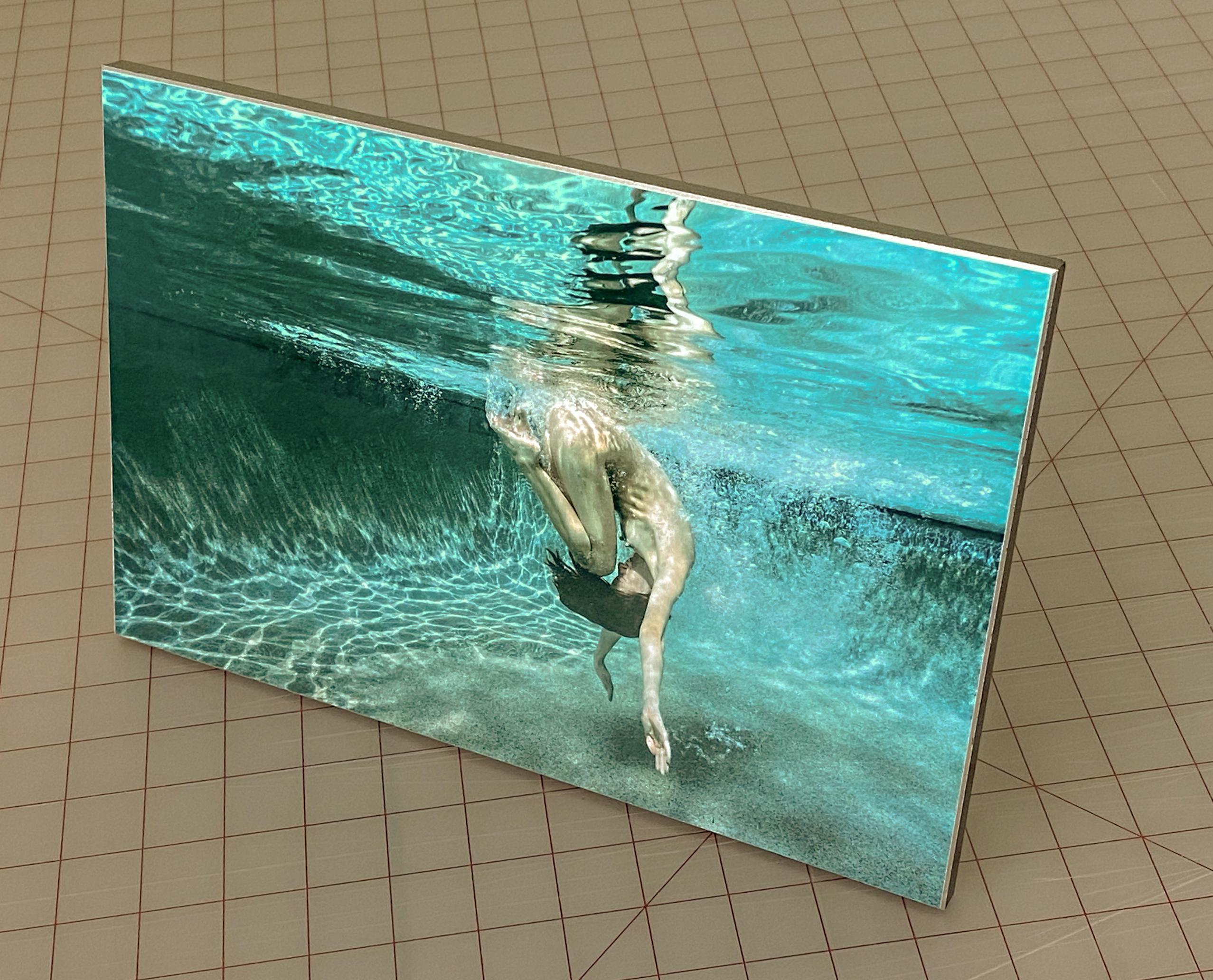 Grüner Roll II  Unterwasser-Aktfotografie – Druck auf Aluminium (Zeitgenössisch), Photograph, von Alex Sher