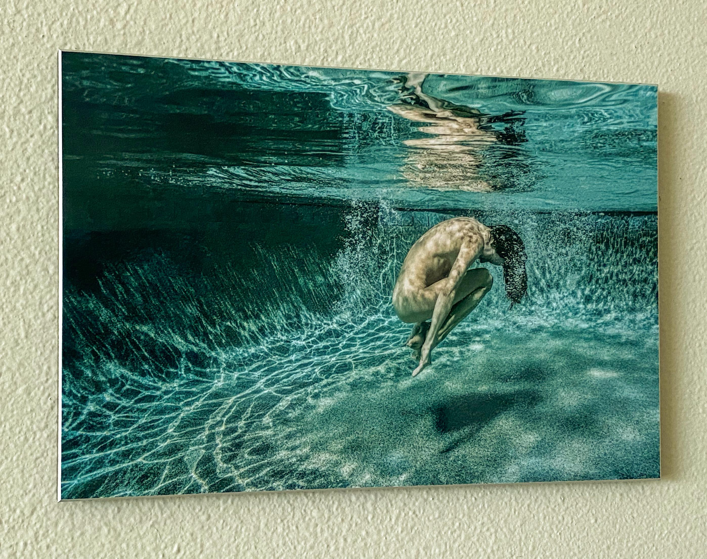 Green Roll (triptych)  - underwater nude photograph - print on aluminum - Gray Nude Photograph by Alex Sher