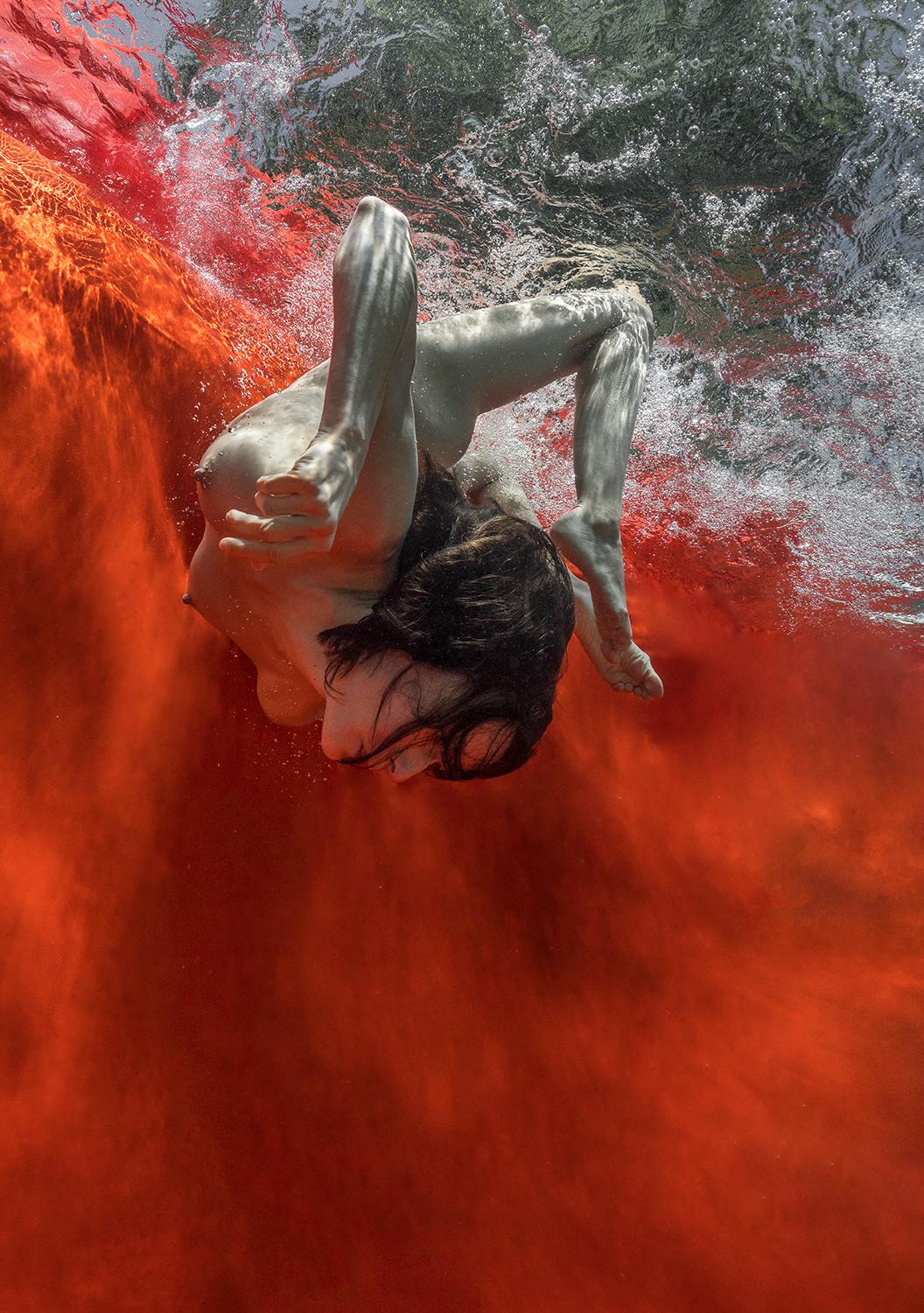 Alex Sher Abstract Photograph - Hot Pretzel - underwater nude photograph - archival pigment print 16"x23"