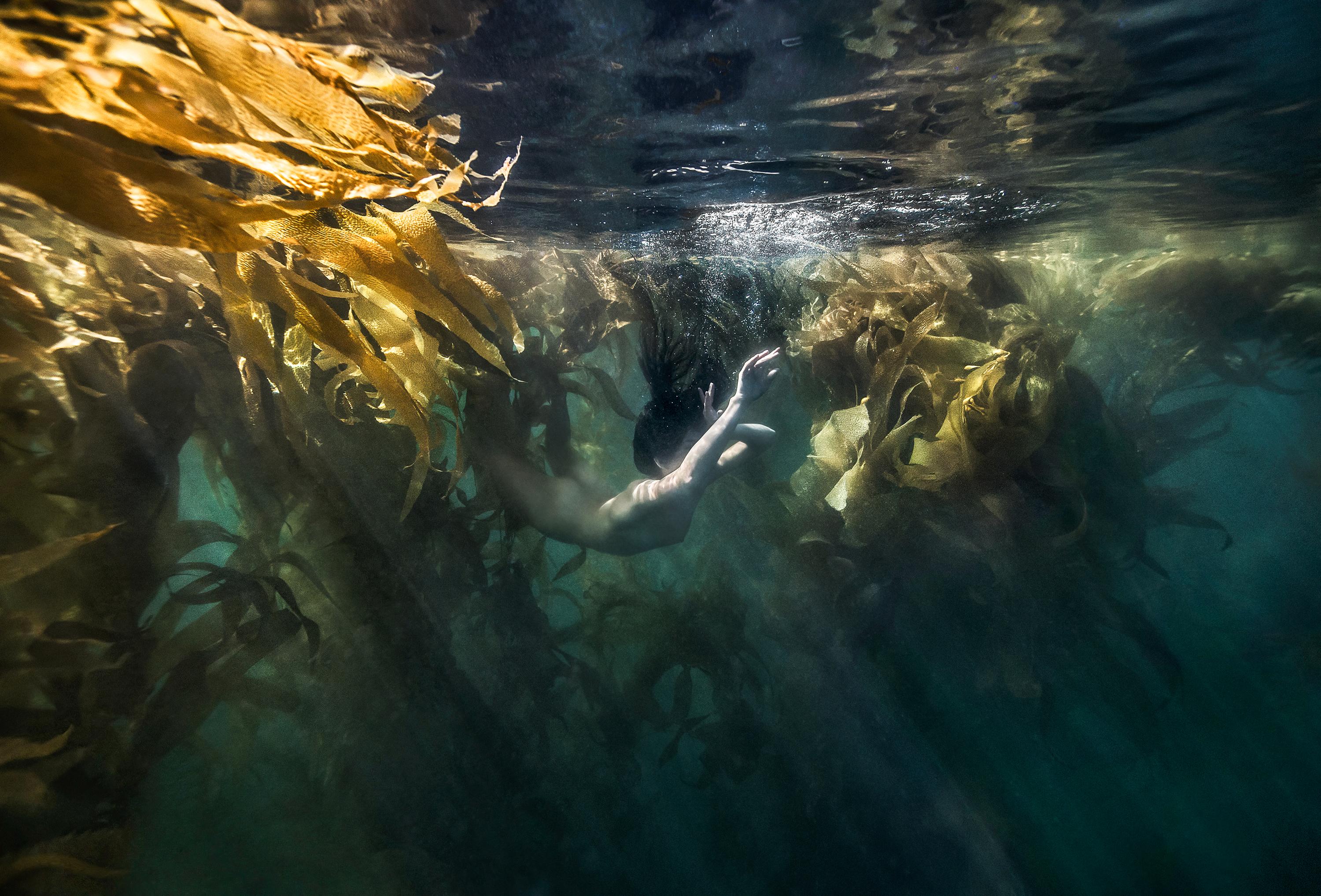Figurative Photograph Alex Sher - Jungling Mermaid - photographie nue sous-marine - pigment d'archives 16x24".