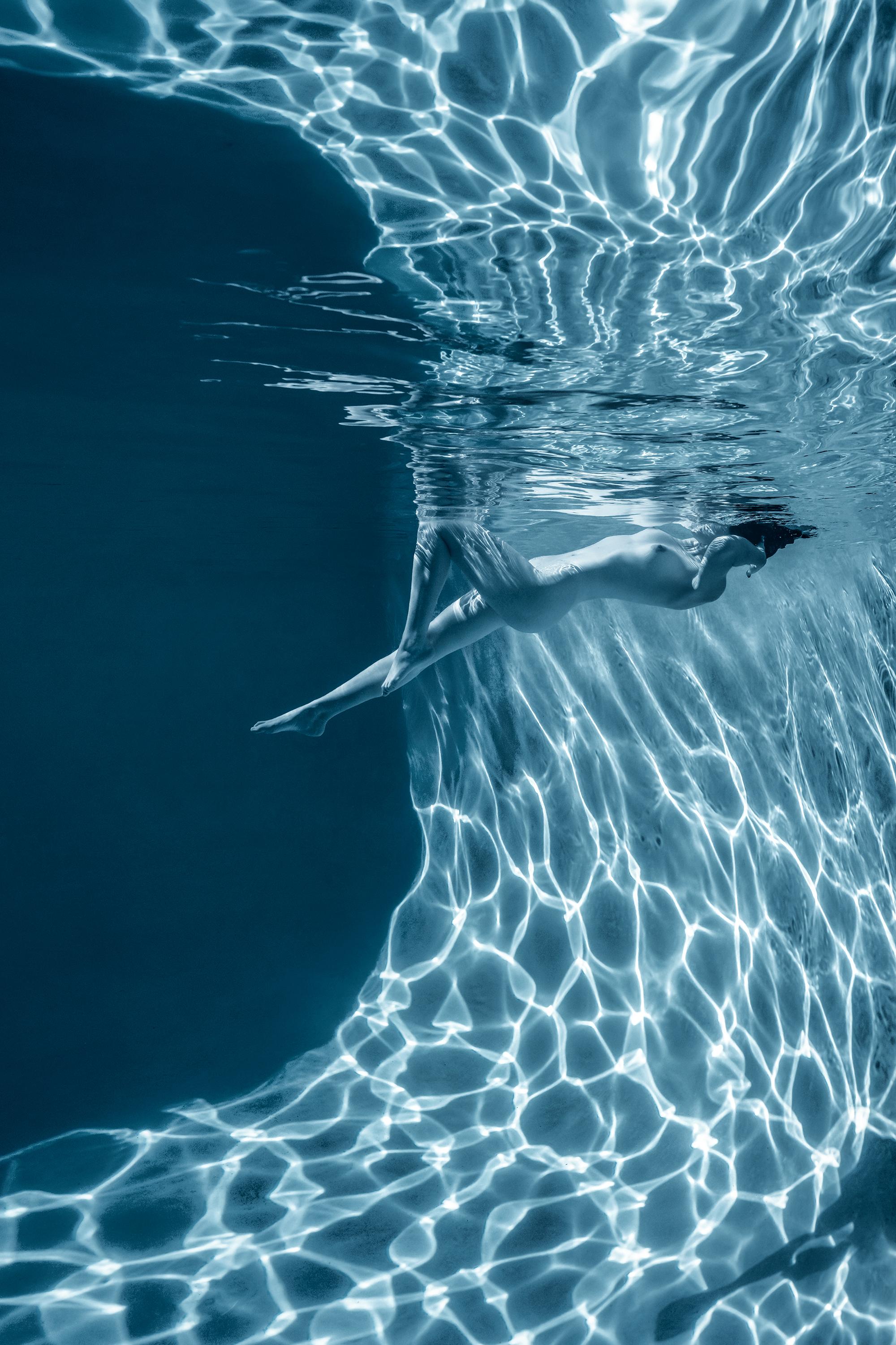 Alex Sher Nude Photograph - Marble Cave  (blue) - underwater nude photograph - archival pigment print