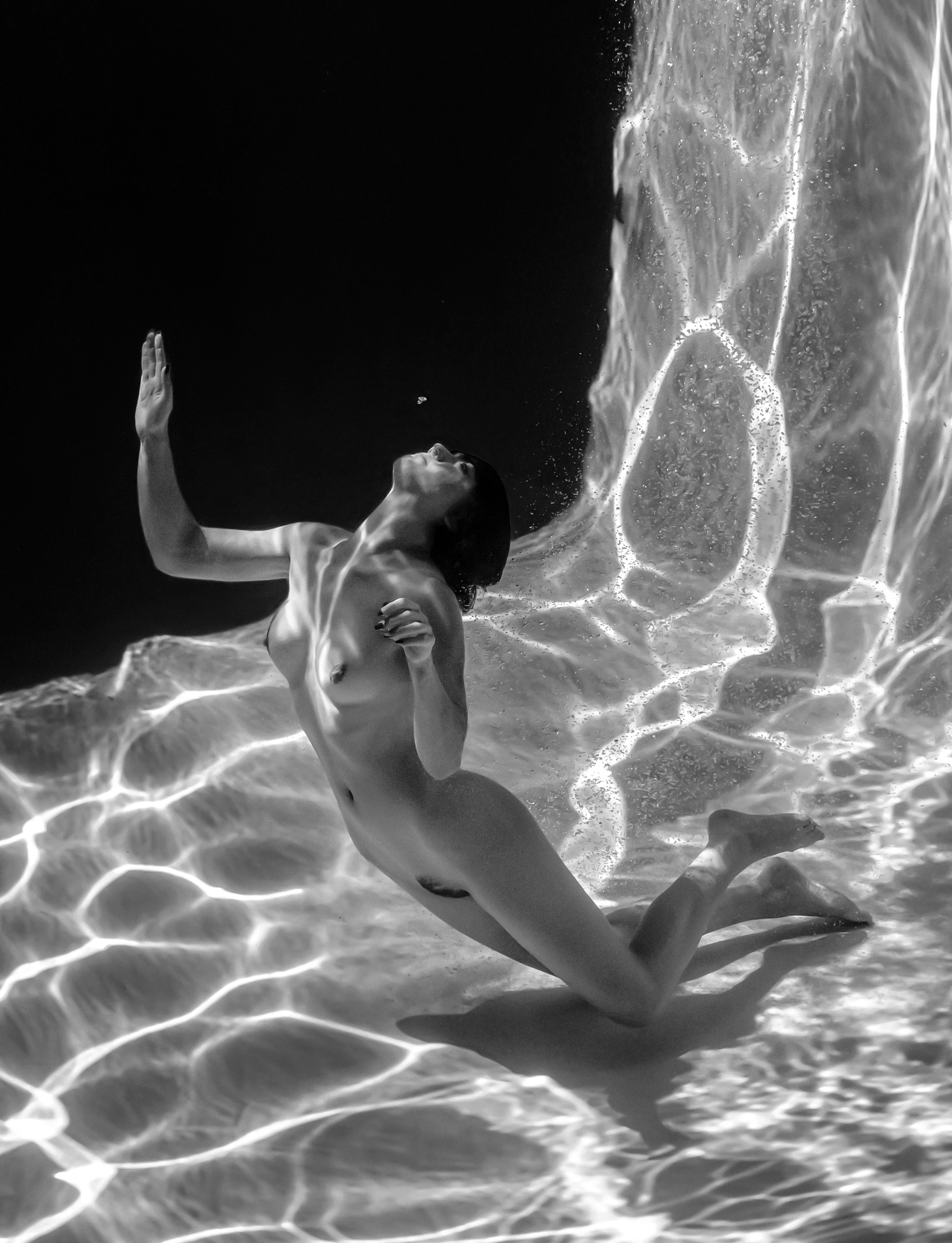Marble Cave (triptych) - underwater b&w nude photograph - 3 prints 24
