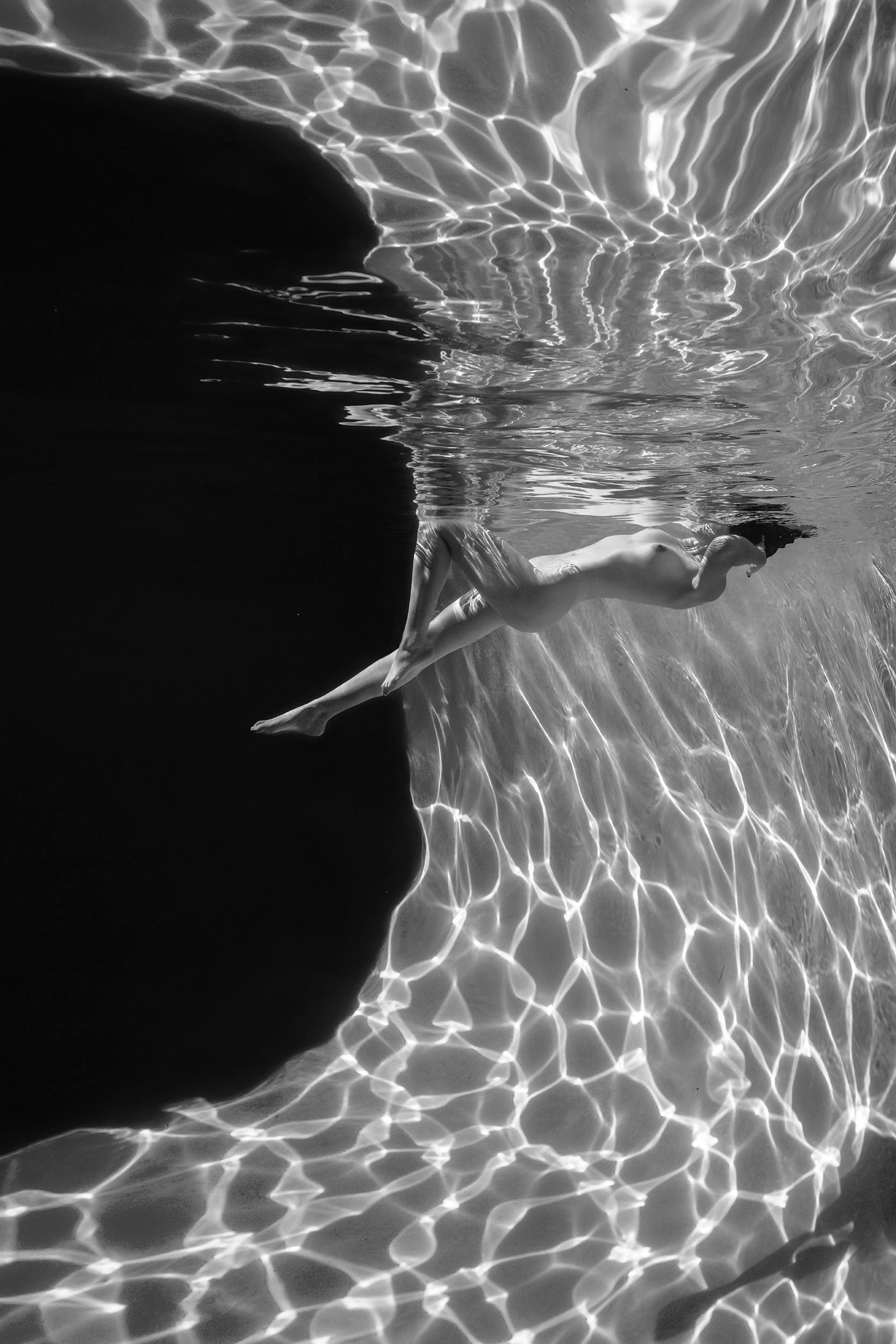 Marble Cave (triptych) - underwater b&w nude photograph - 3 prints 24