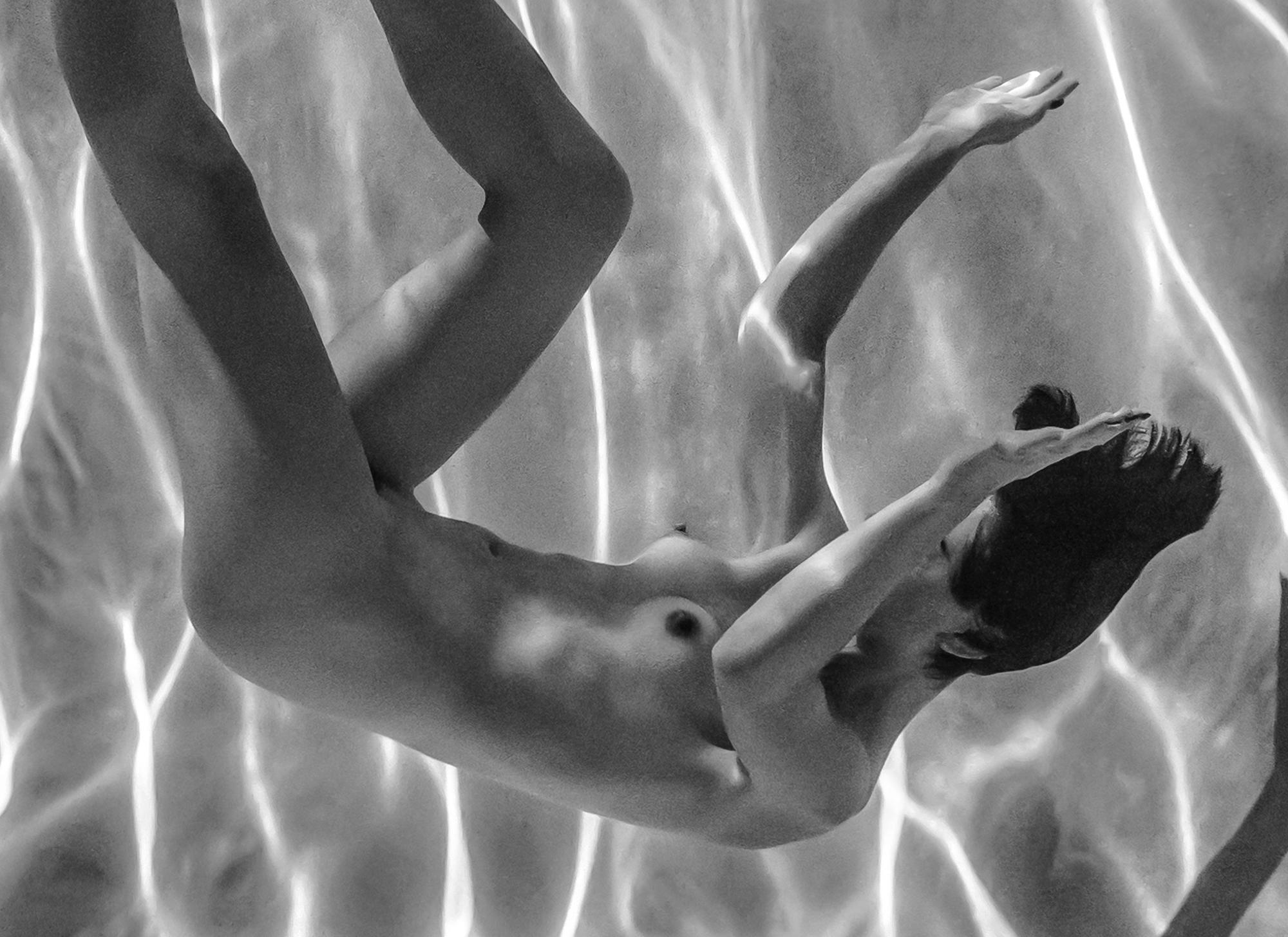 Marble Cave (triptych) - underwater b&w nude photograph - 3 prints 35