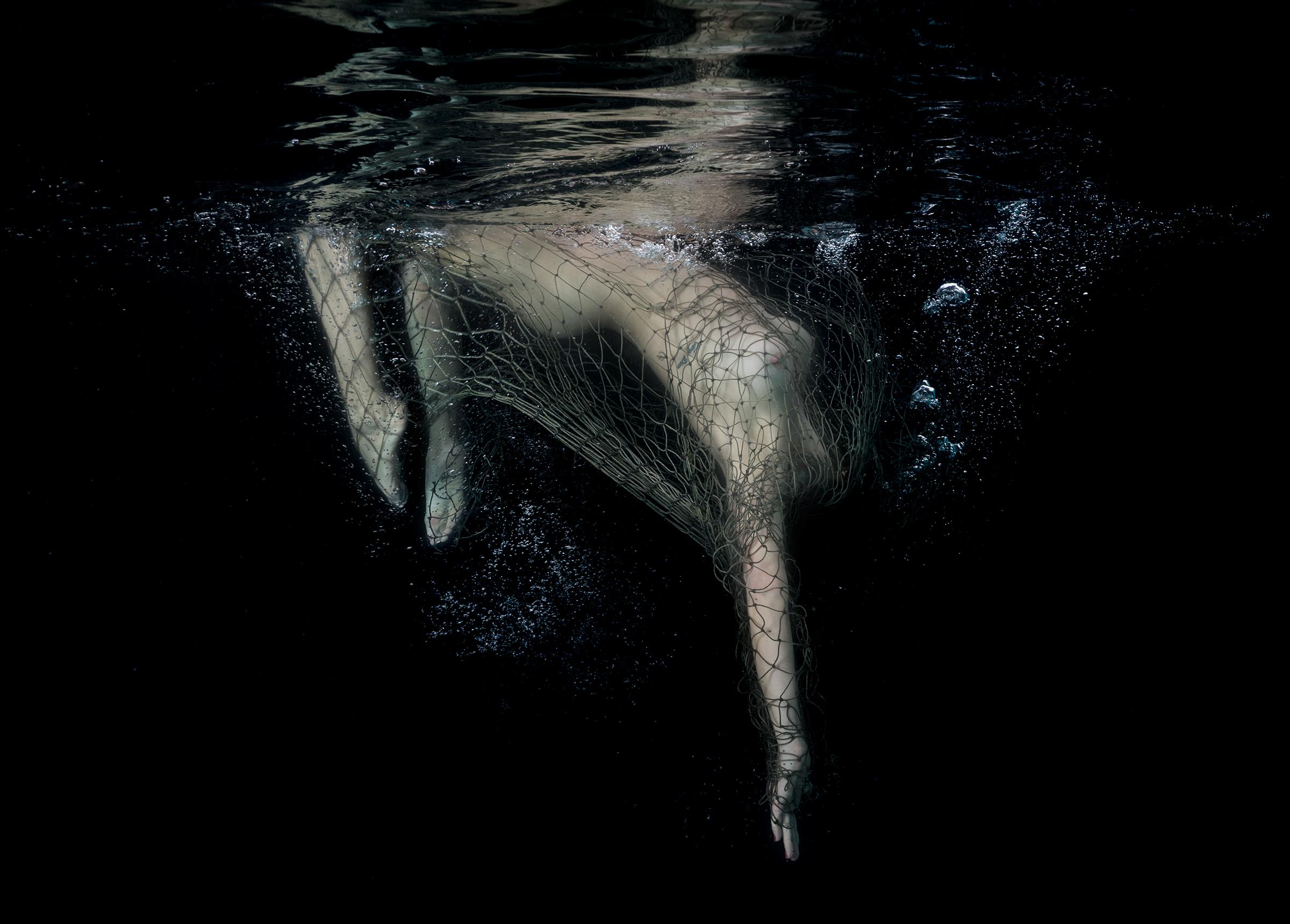 Alex Sher Nude Photograph - Net Fishing - underwater nude photograph - archival pigment 18" x 24"