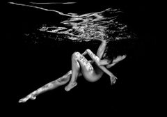 Night Flight - underwater black & white nude photograph - print on paper 17"x24"