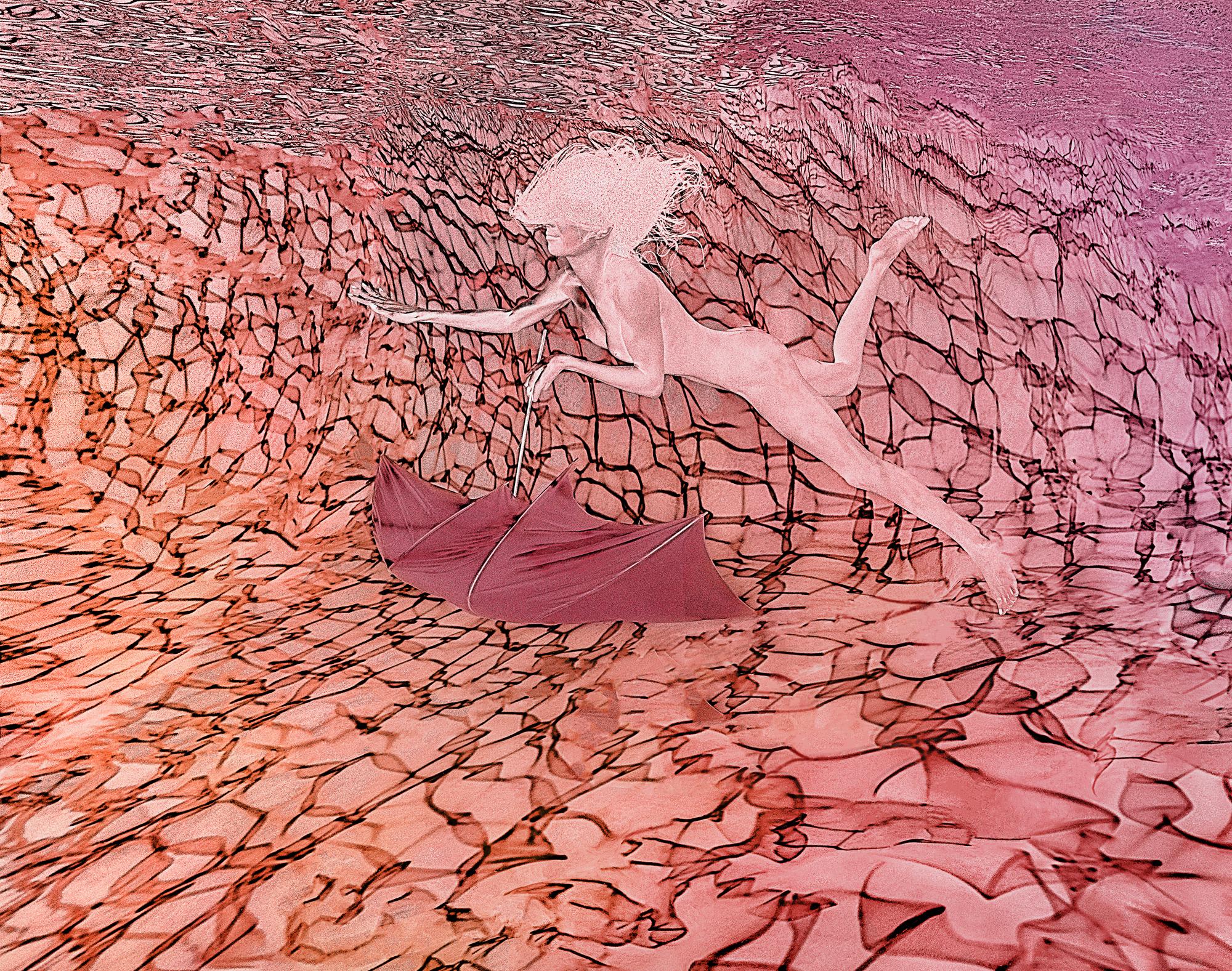 Alex Sher Abstract Photograph - Pink Flight - underwater nude photograph - print on paper 18” x 24”