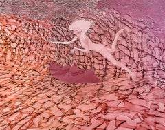 Rosa Pink Flight - Aktfotografie unter Wasser - Druck auf Aluminium 30 x 36