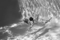 Pool Party VII  - underwater black & white photograph - print on paper 36" x 54"
