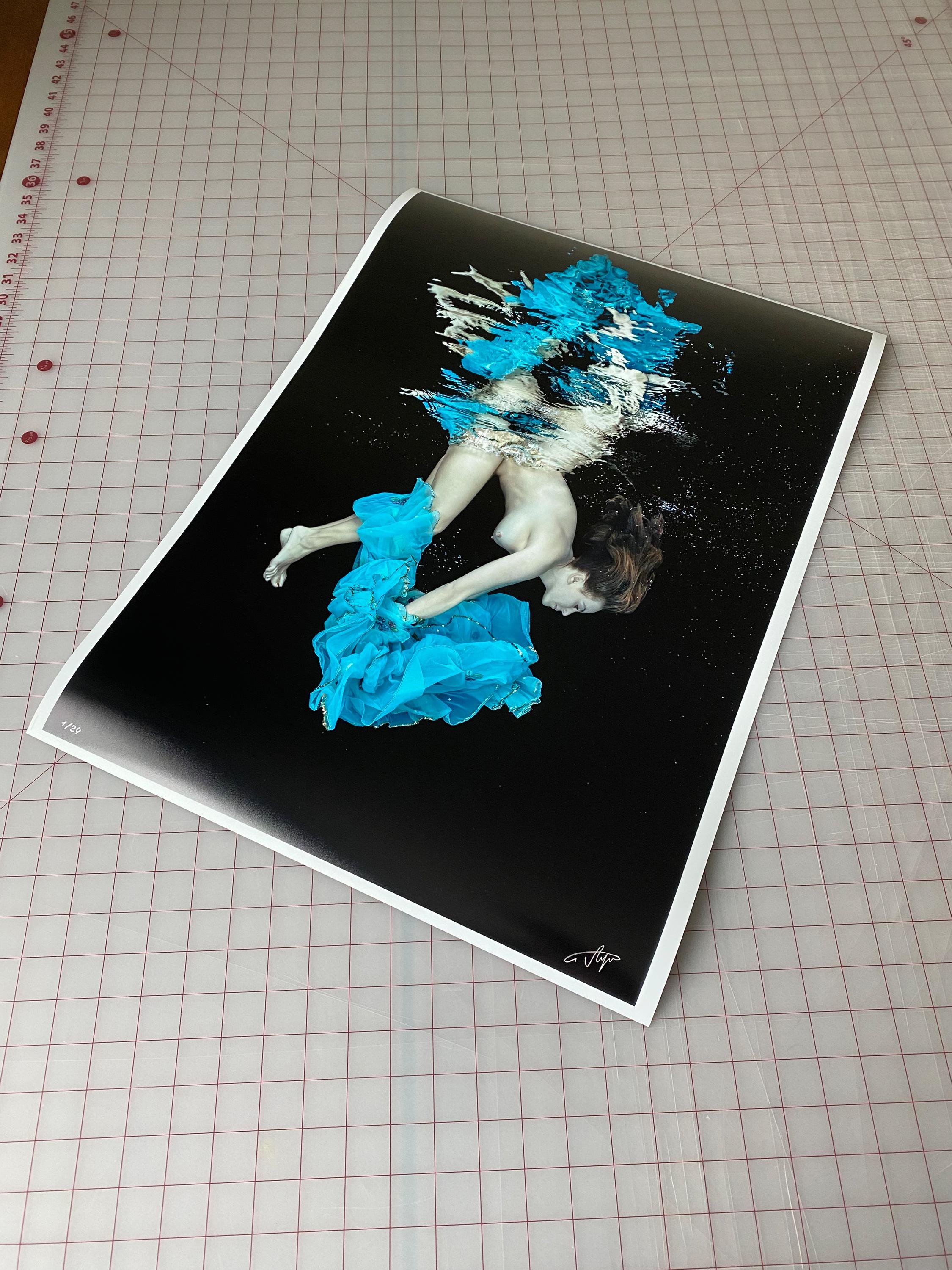 Porcelain and Тurquoise - underwater nude photograph - archival pigment 24x17