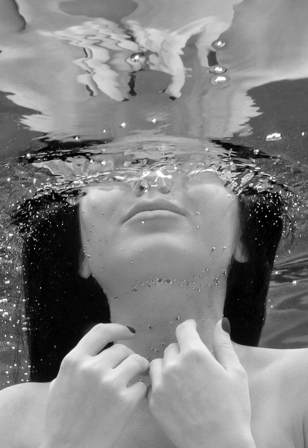 Praying Mermaid - underwater b&w photograph - archival pigment print 48x35