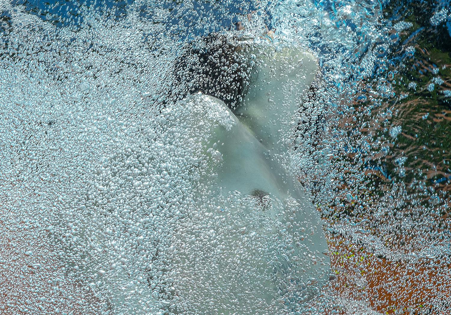Prosecco - underwater nude photograph - archival pigment print - Photorealist Photograph by Alex Sher
