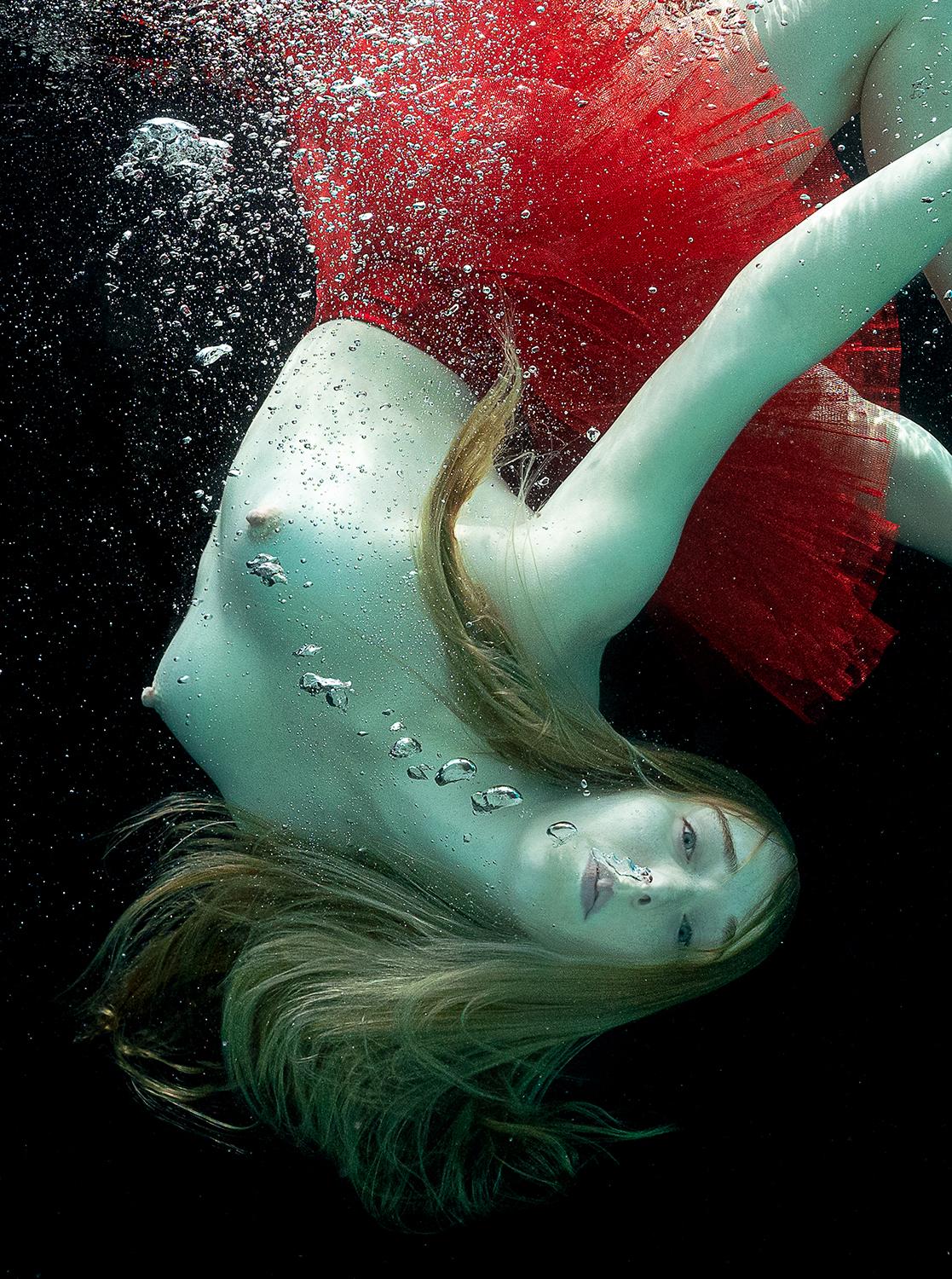 Red Pretzel - underwater nude photograph - archival pigment print 21.3х17.5