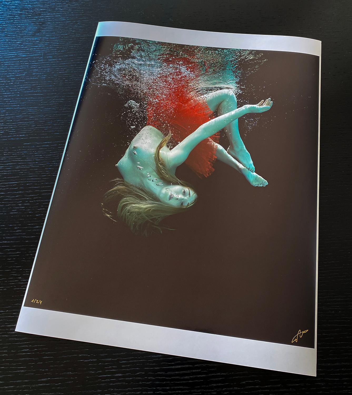 Red Pretzel - underwater nude photograph - archival pigment print 21.3х17.5