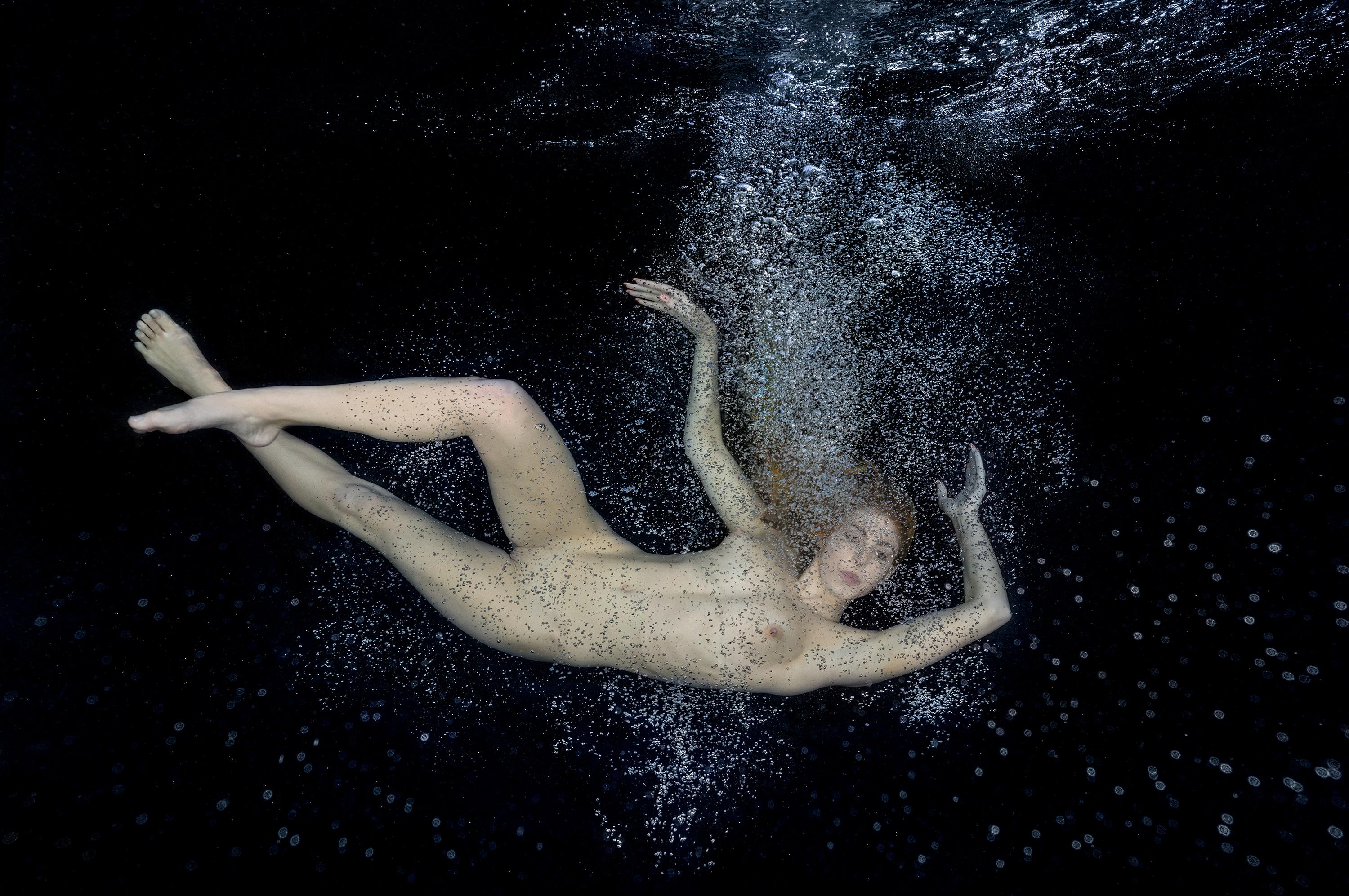 Alex Sher Figurative Photograph - Silver Rain - underwater nude photograph - archival pigment 17" x 24"